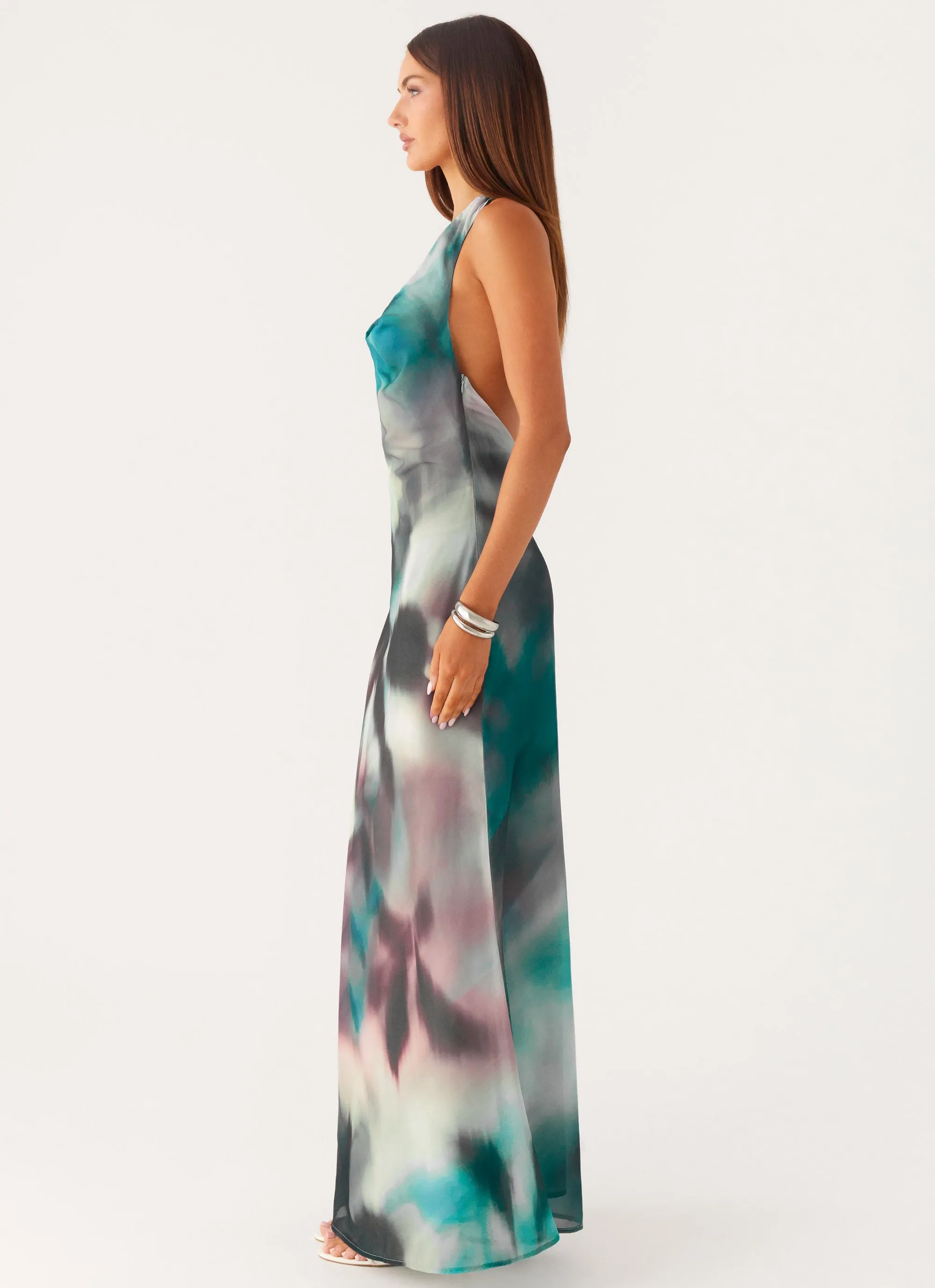 Soft Cut Seamless-Look Lost At Sea Maxi Dress - Sea Splash