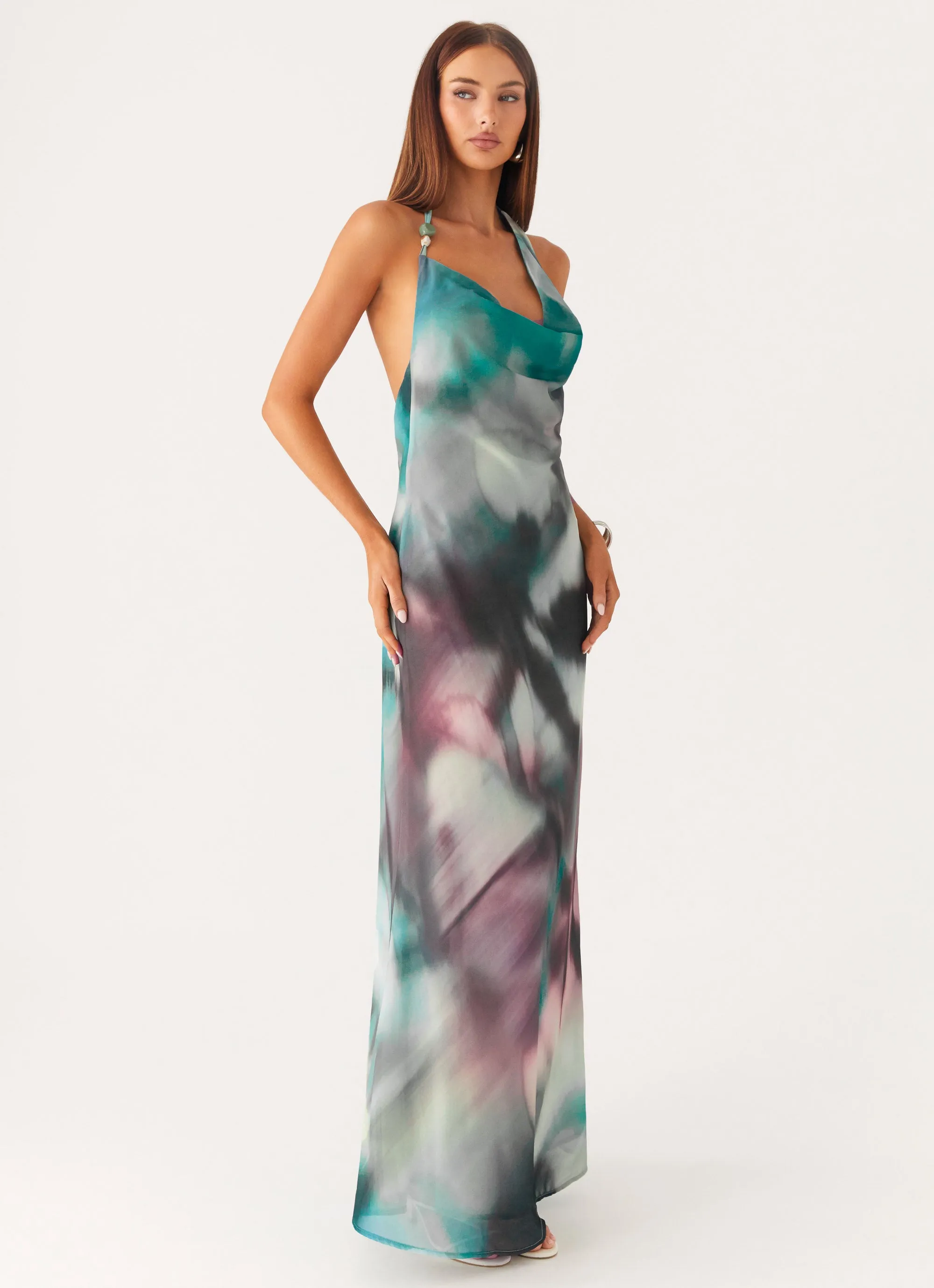 Lost At Sea Maxi Dress - Sea Splash Bell-Sleeve Essential Layer