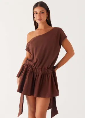 Ready Glow Delicate Tone Ettie Mini Dress - Chocolate
