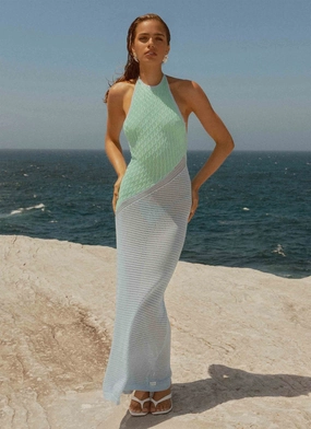 Slim Silhouette Work Vibe Caspa Crochet Maxi Dress - Multi