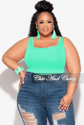 Work Essential Boho chic Final Sale Plus Size Camisole with Thick Straps in Mint (Top Only)