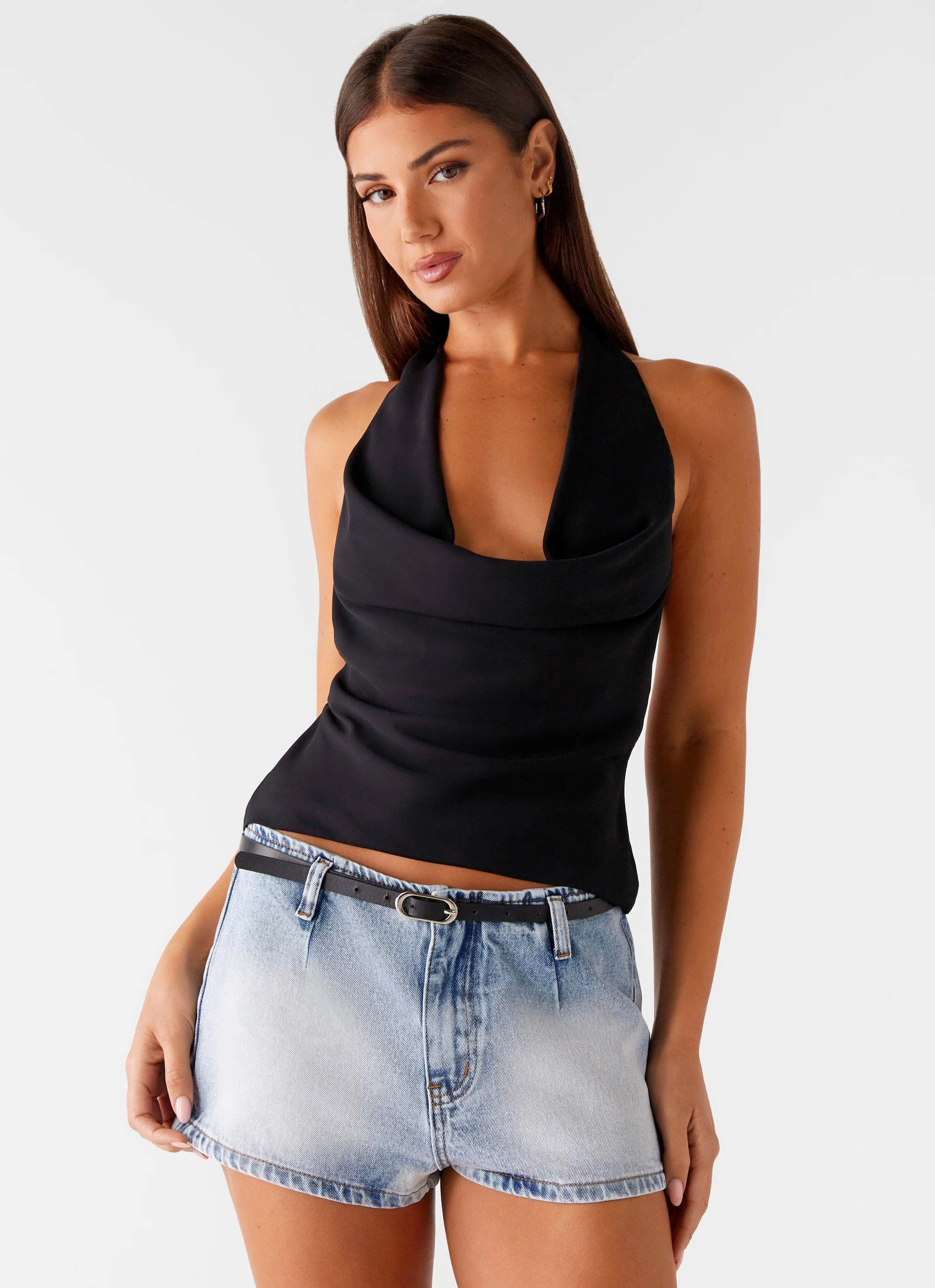 Compact Storage Unreal Denim Mini Shorts - Bleached Blue