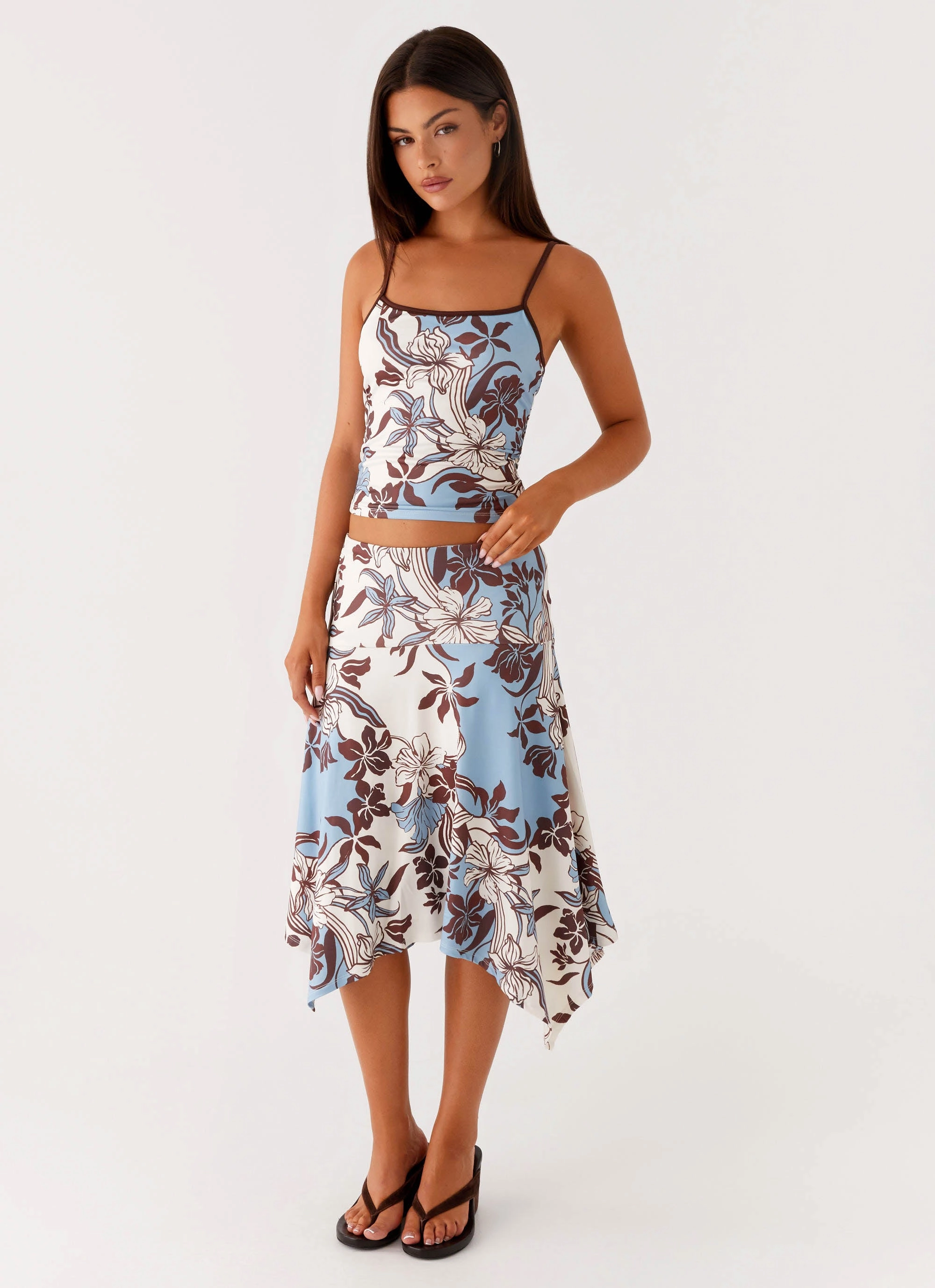 Skye Midi Skirt - Bluewood Blossom Smooth Finish