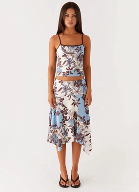 Air Comfort Flex Fit Skye Midi Skirt - Bluewood Blossom