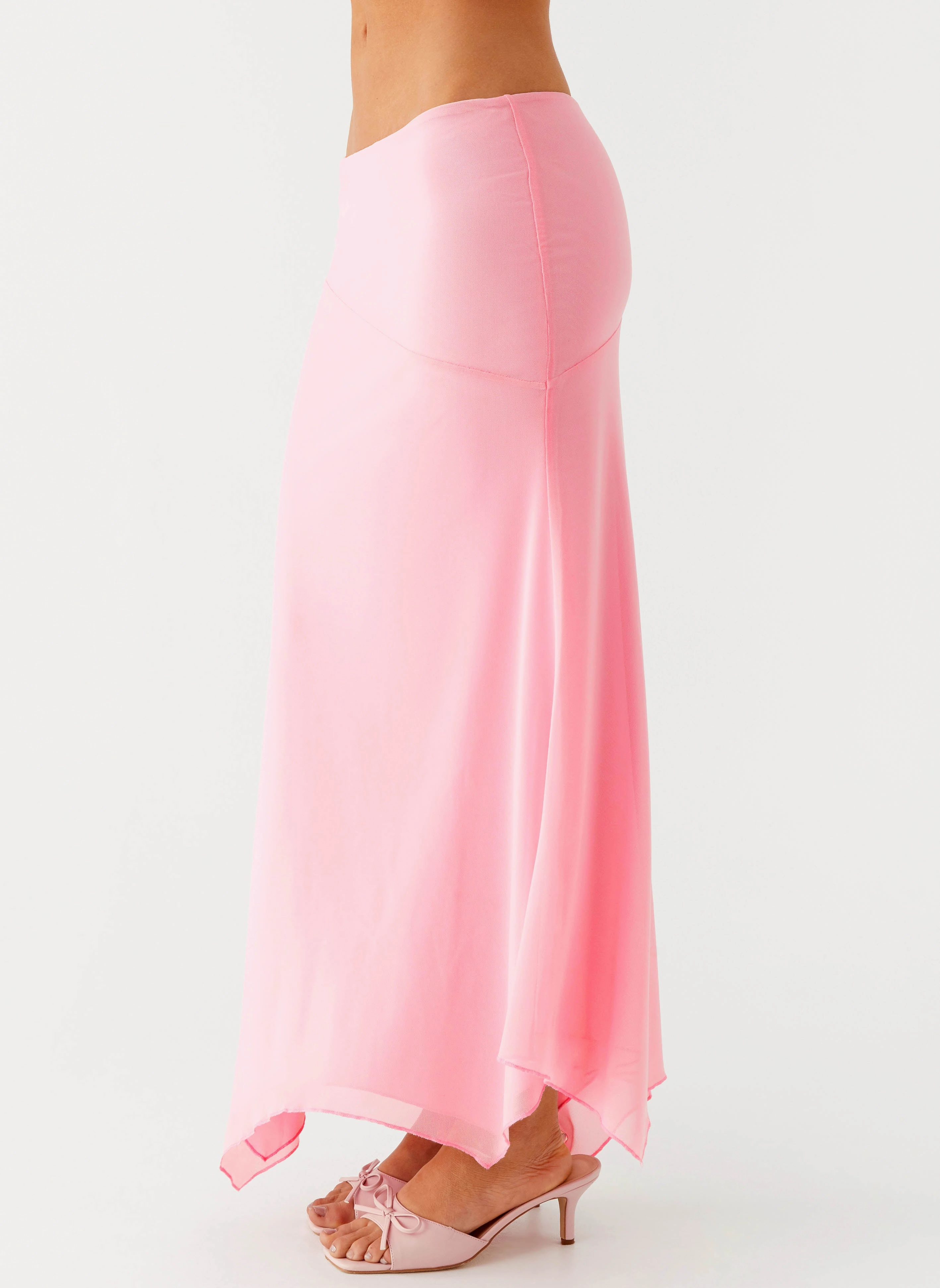 Kerrie Hanky Midi Skirt - Baby Pink Quick Change Bi Stretch Fabric