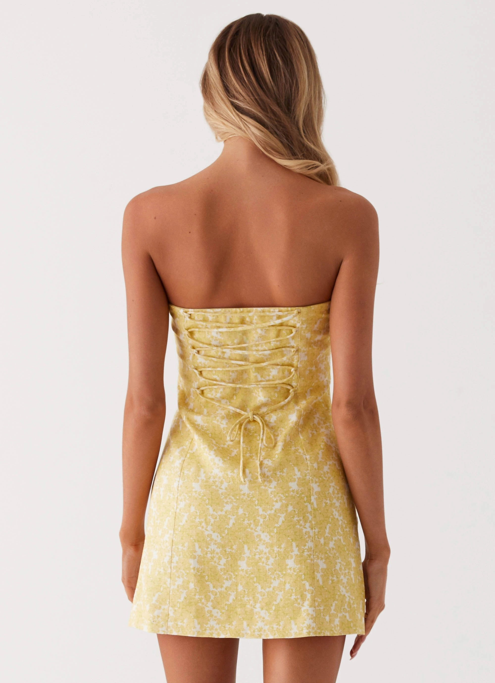 Fresh Combo Effortless Pair Livvy Strapless Mini Dress - Yellow Floral