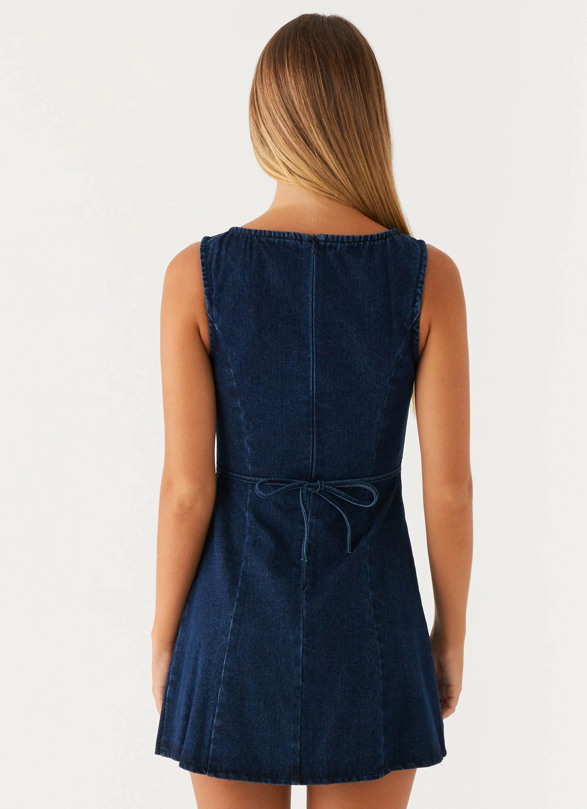 Rochelle Denim Mini Dress - Blue Light Weight