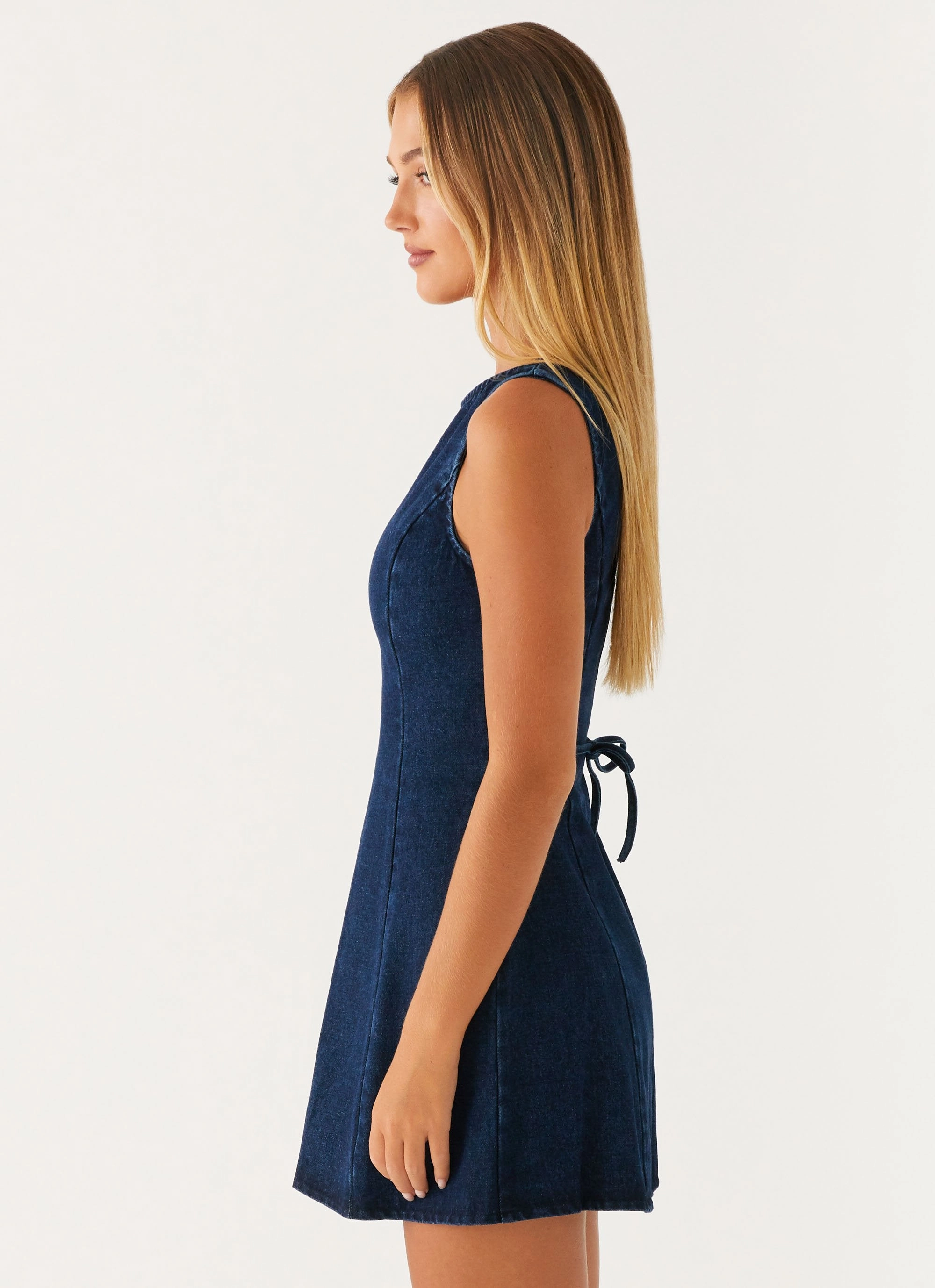 Rochelle Denim Mini Dress - Blue Stylish day dress