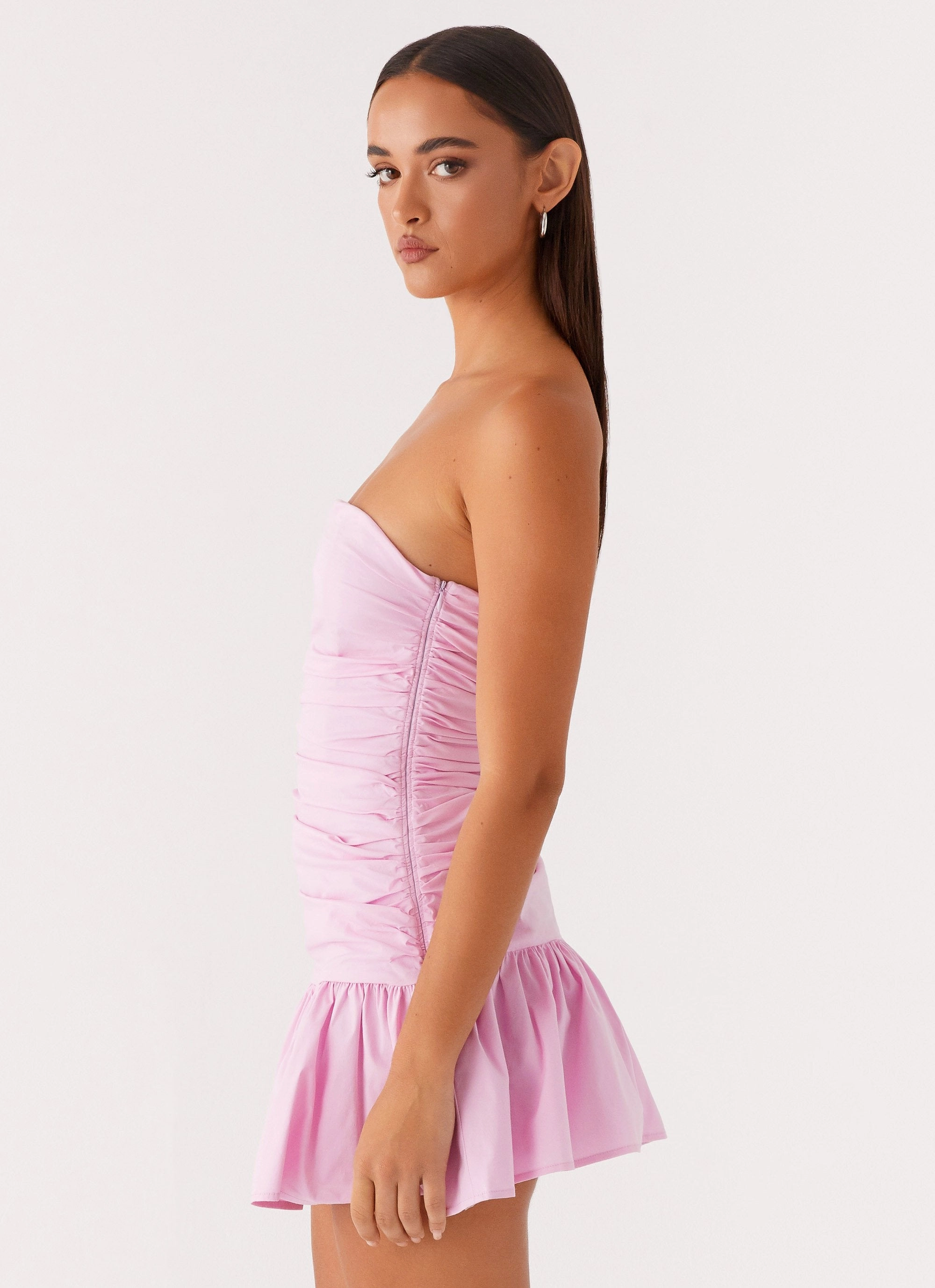 Carmel Mini Dress - Pink Timeless Look Wear ruffle trim