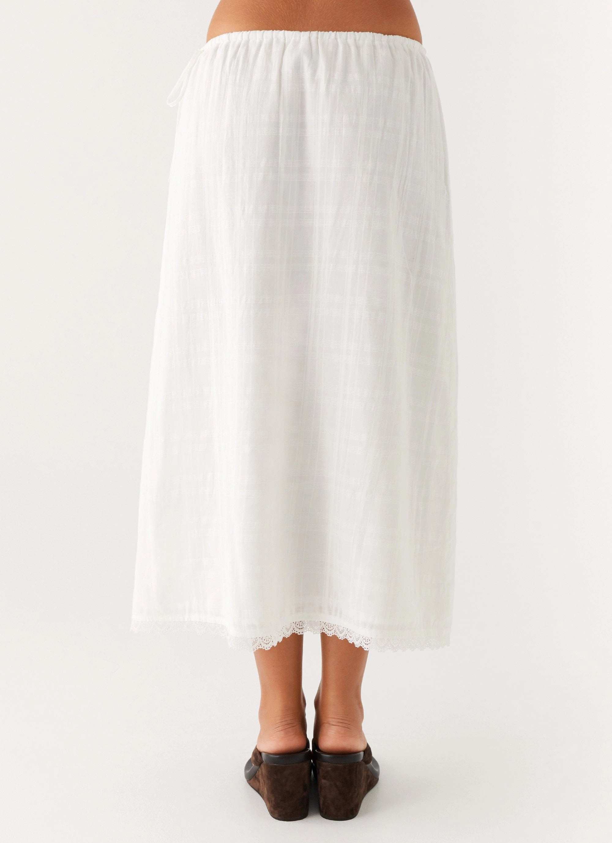Fashionable Design Lightweight Wear Sweet Lullaby Midi Skirt - White