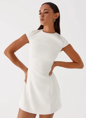 Daywear Comfort Stylish Line Harriet Mini Dress - Off White