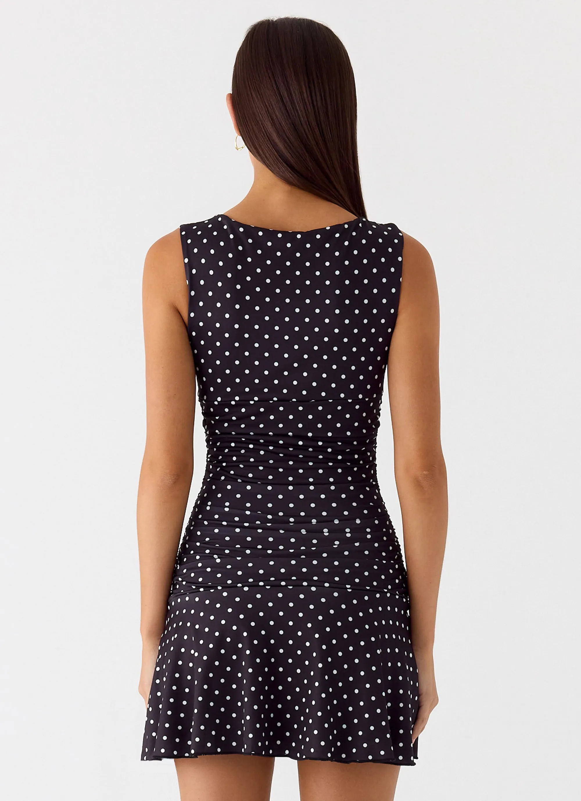 Understated Glam Kelda Mini Dress - Black Polkadot