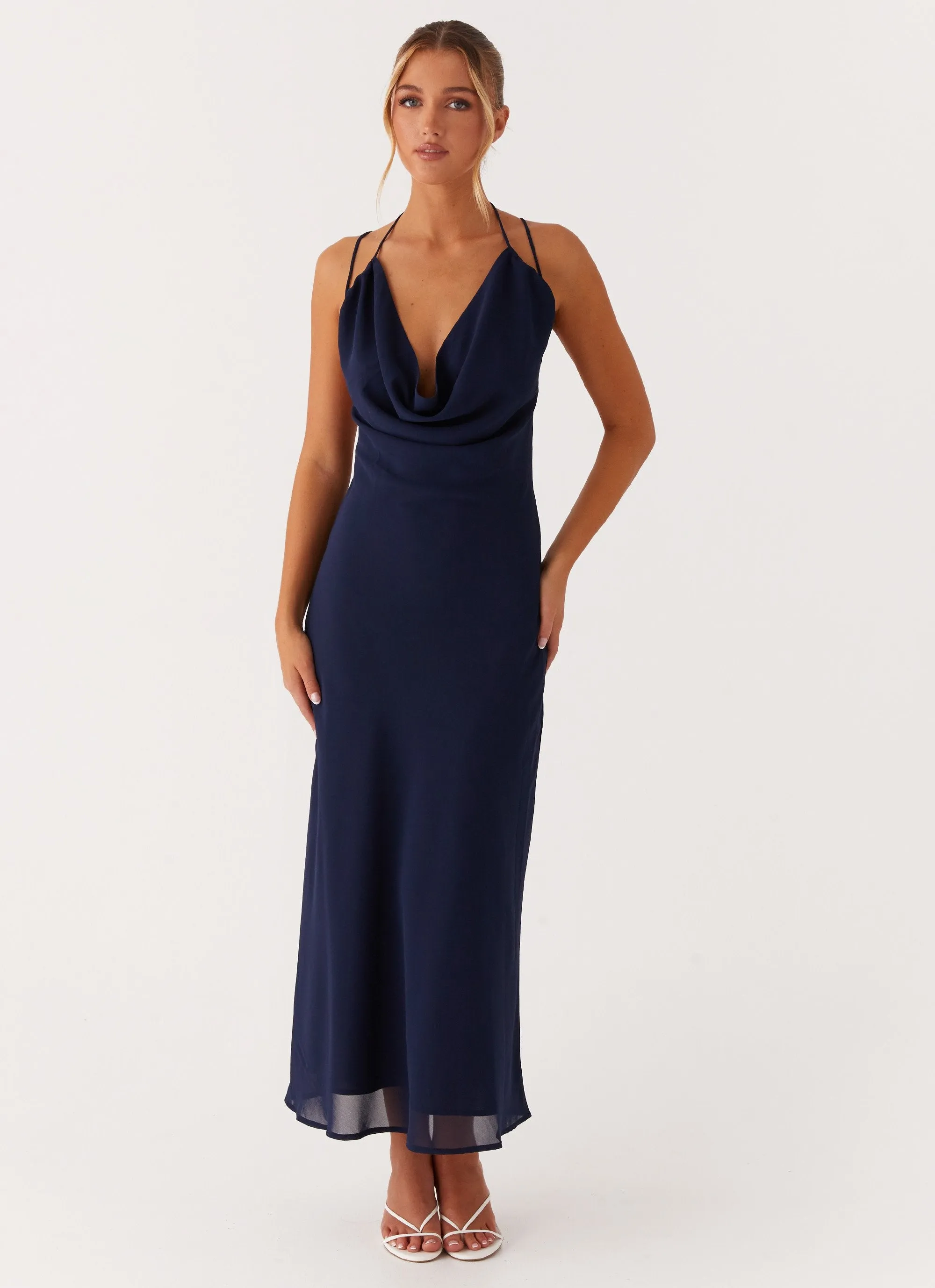 Clover Club Maxi Dress - Navy Knit Warm