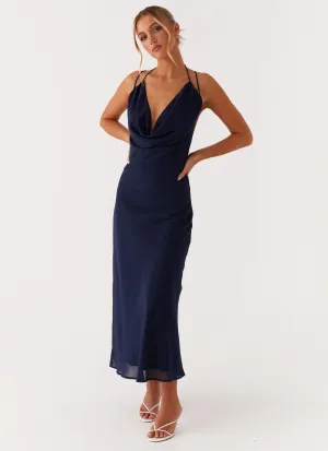 Walk Mood Spring Flow Clover Club Maxi Dress - Navy