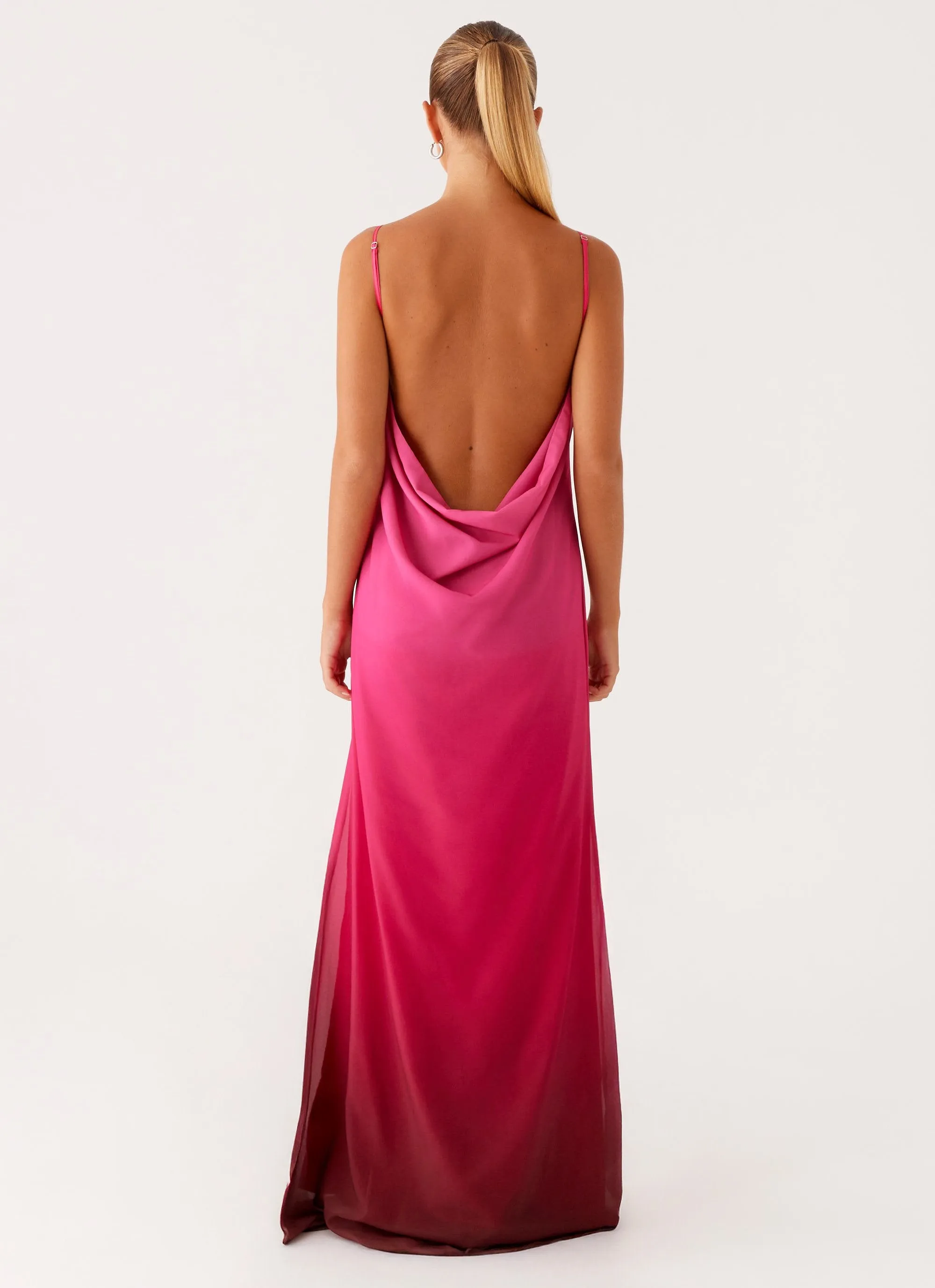 Marianne Maxi Dress - Fuchsia Gradient Office Tone Natural Wrap