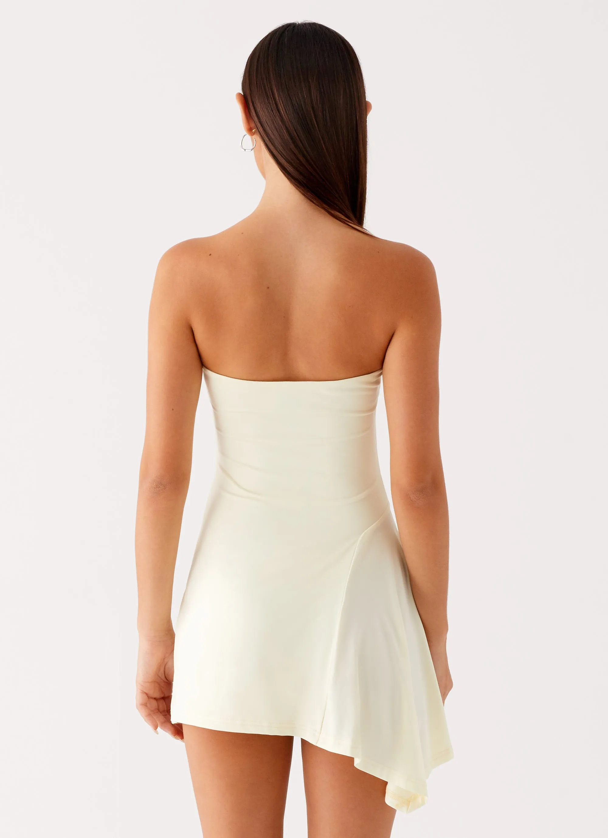 Sana Strapless Mini Dress - Yellow Fashion Look Beaded-Sleeve