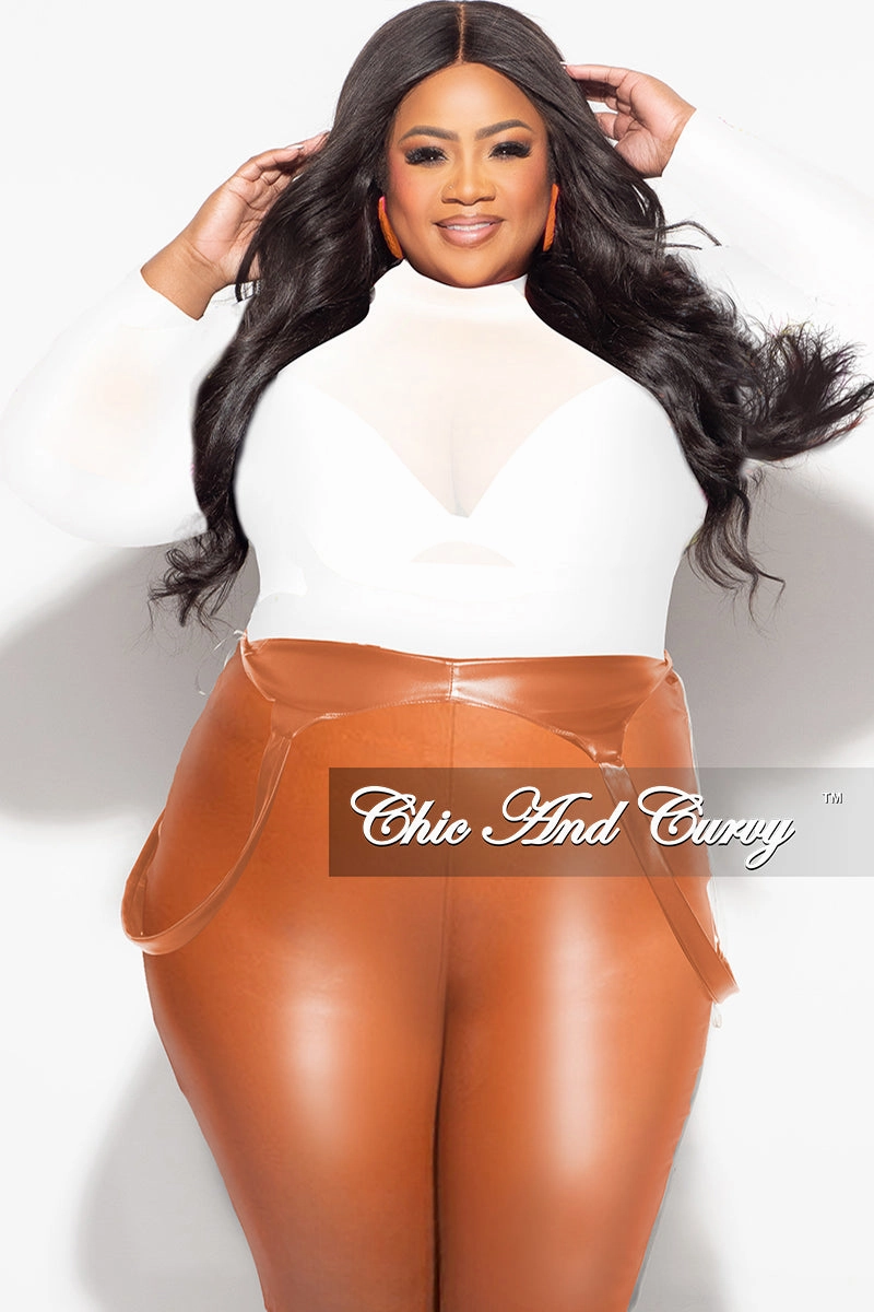 Shape Flex Non Slip Waist Grip Final Sale Plus Size Sheer Mesh Bodysuit in Off White (Top Only)
