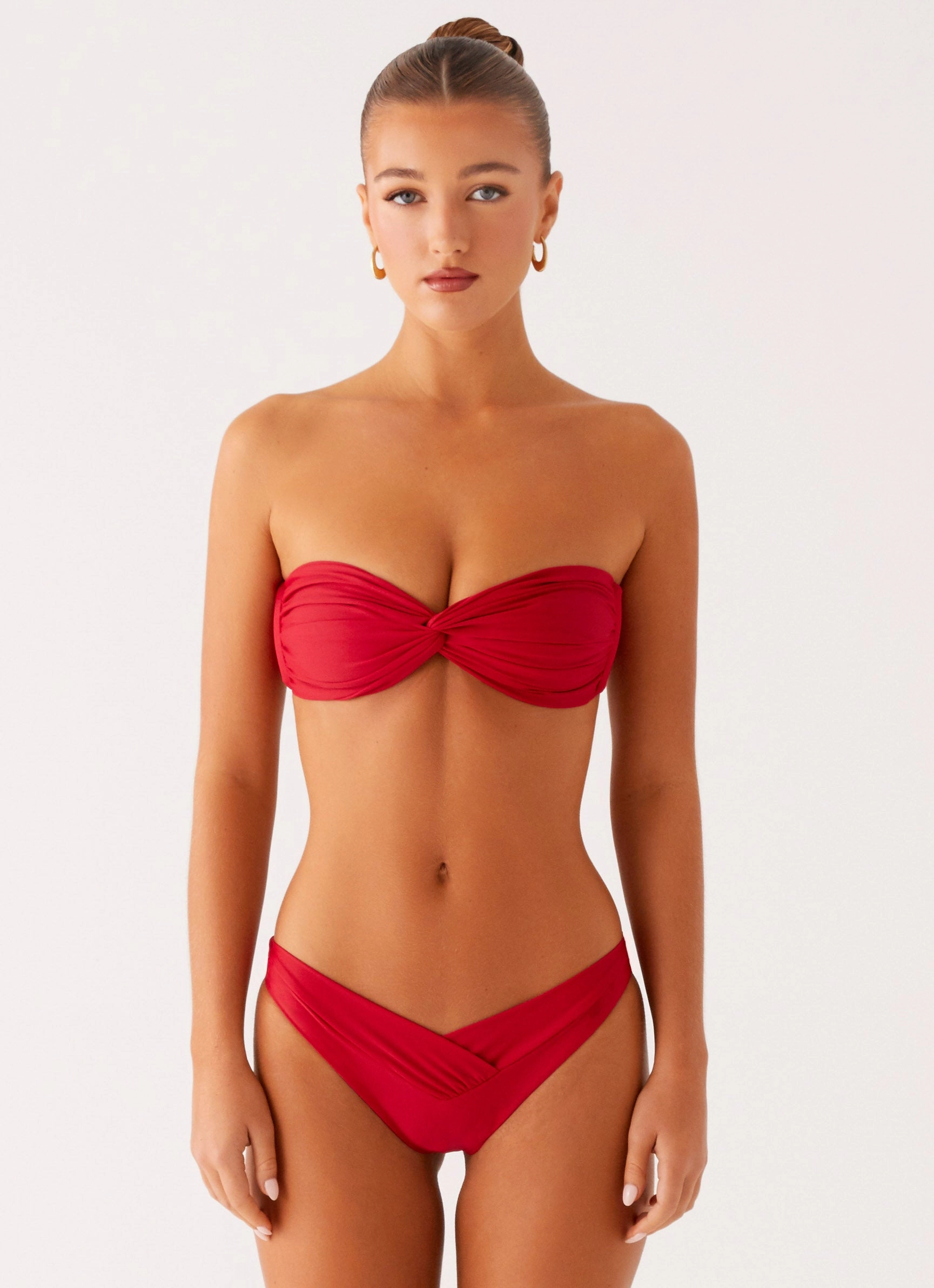 NonChafing Edge Binding snap venue Delta Bikini Bottoms - Deep Red