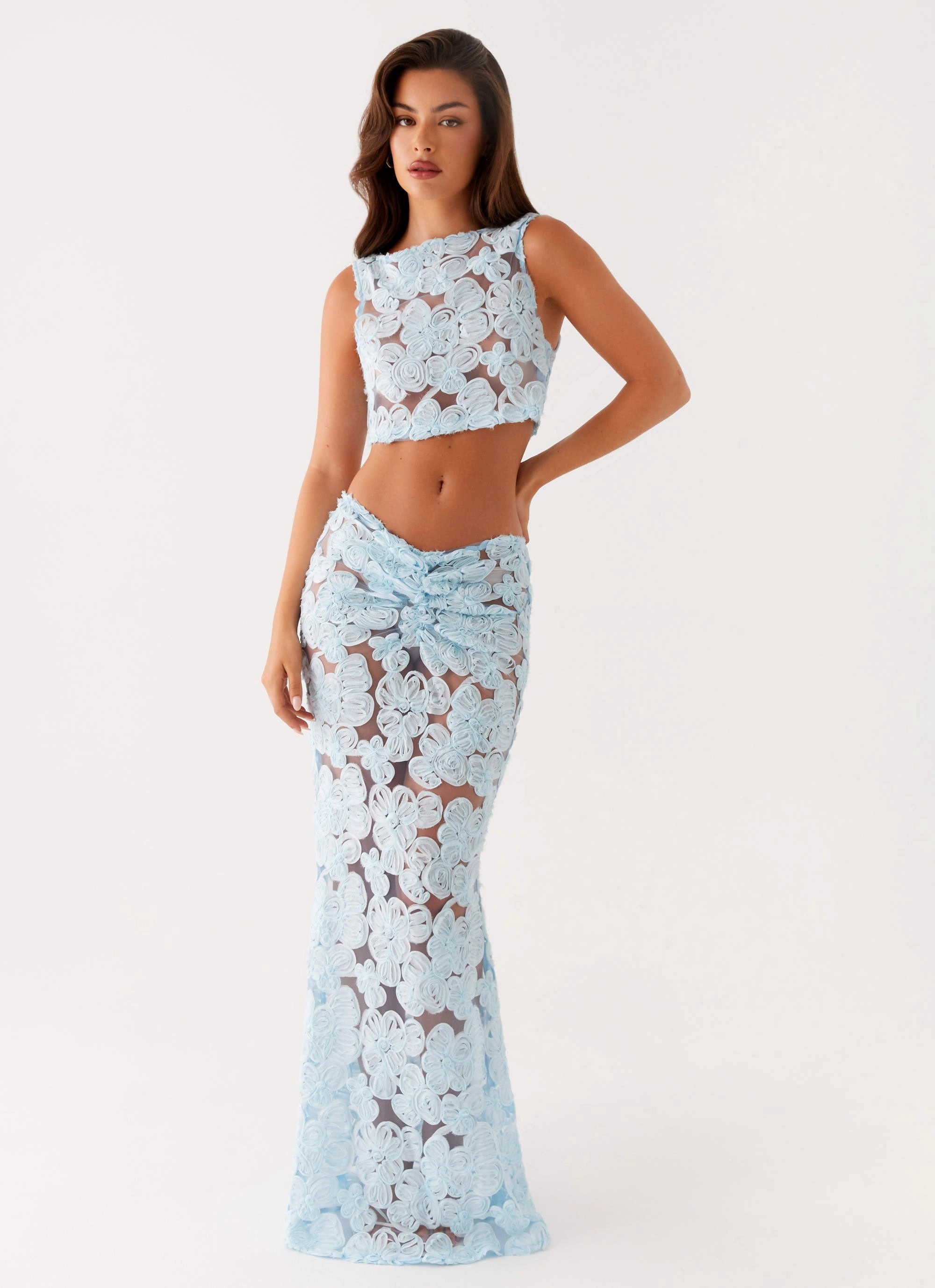 Fiorella Floret Maxi Skirt - Blue Sport Wear Fit ThermalInsulation