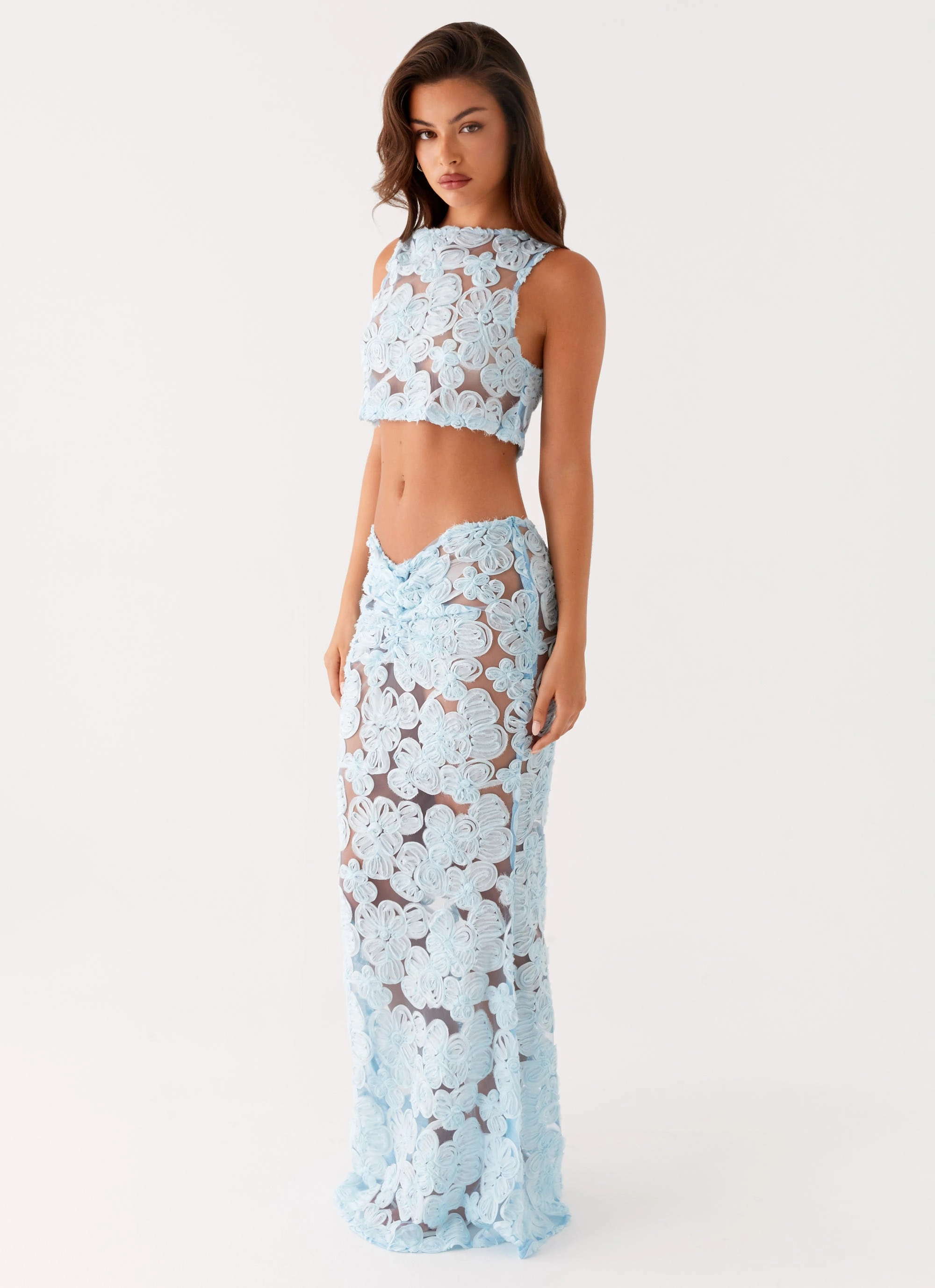Unisex style Fiorella Floret Maxi Skirt - Blue