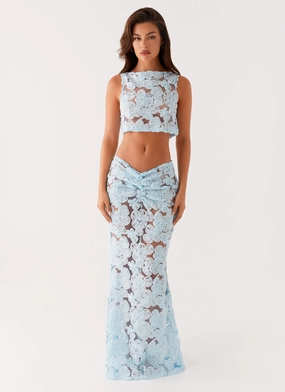 Feminine Fit Fiorella Floret Maxi Skirt - Blue
