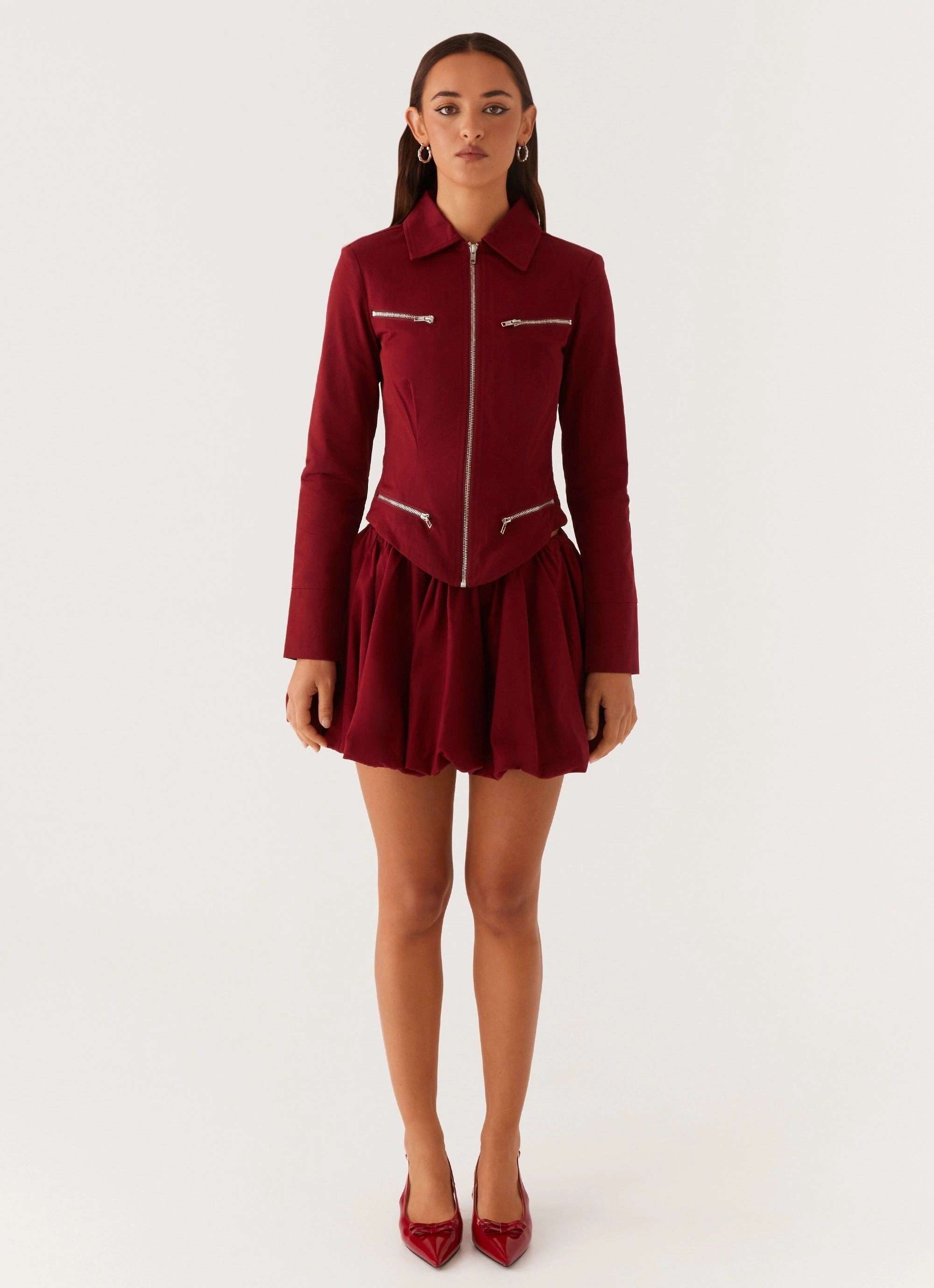 Back pockets Vesper Bubble Mini Skirt - Mulberry