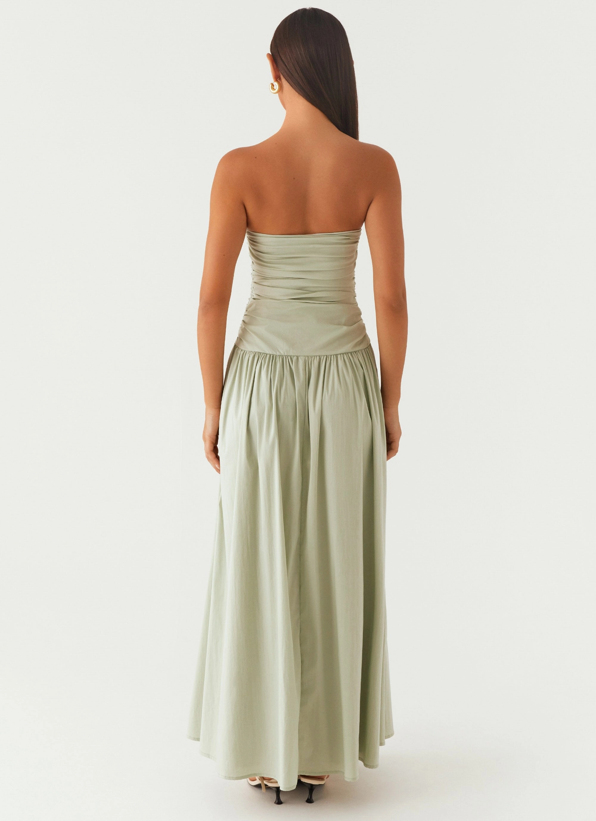 Carmel Maxi Dress - Sage Embroidered Fabric