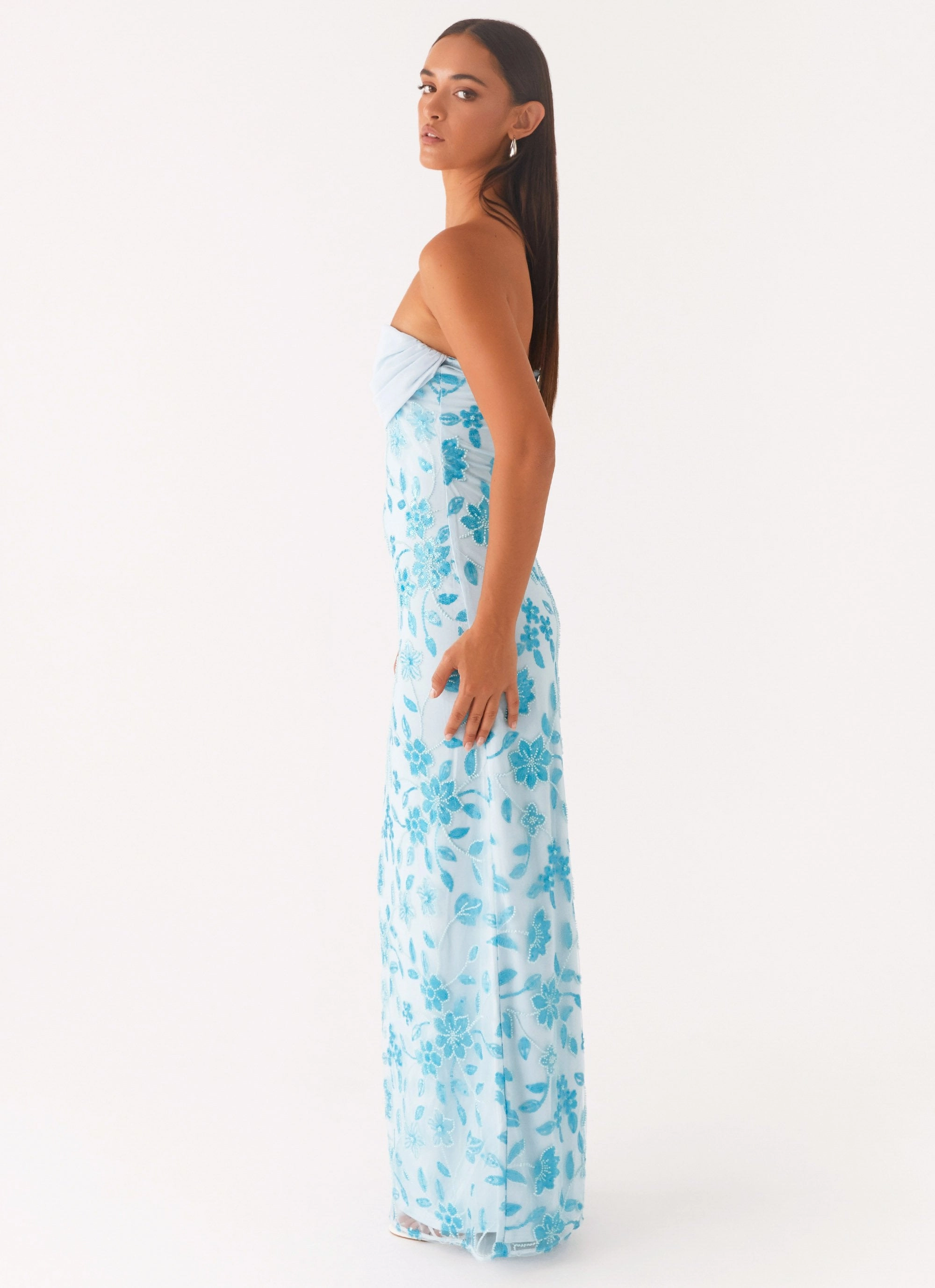 Chic Design Prism Beaded Maxi Dress - Blue