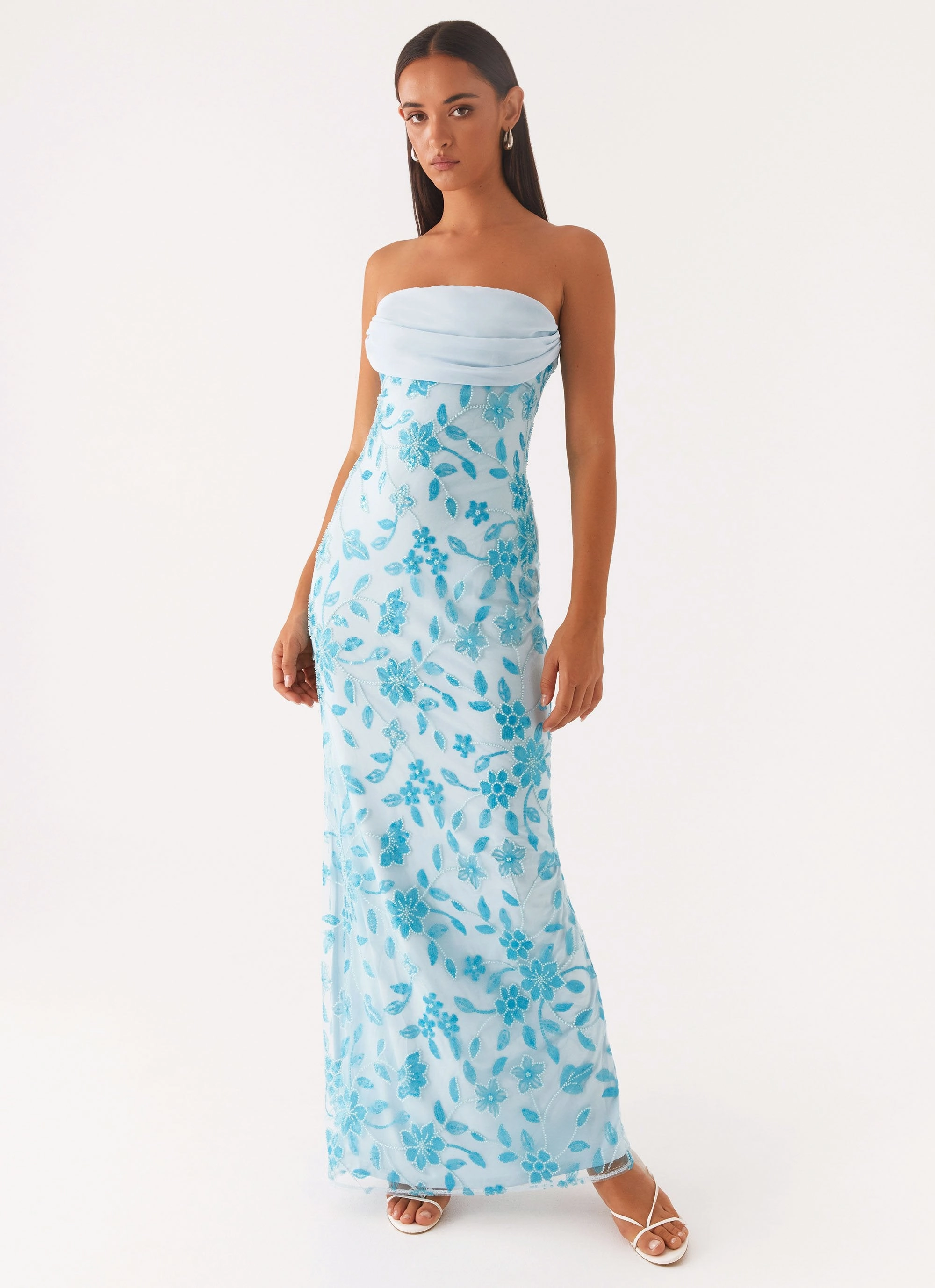 Prism Beaded Maxi Dress - Blue Sunny Lace Cozy Layers