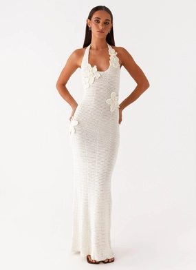 Functional-Design Novalee Flower Crochet Maxi Dress - Ivory