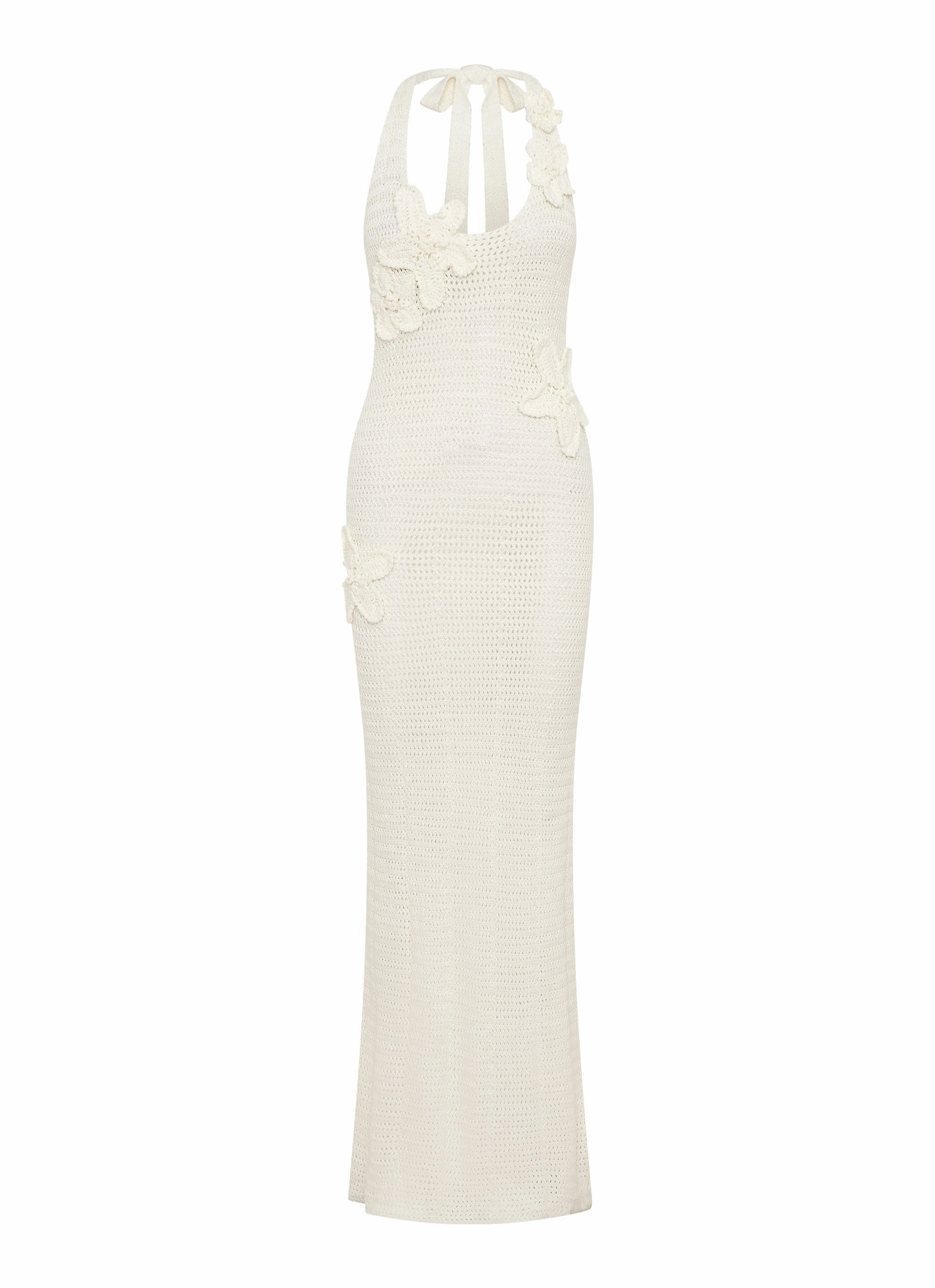 AntiFrayEdging Hidden-Pocket Novalee Flower Crochet Maxi Dress - Ivory