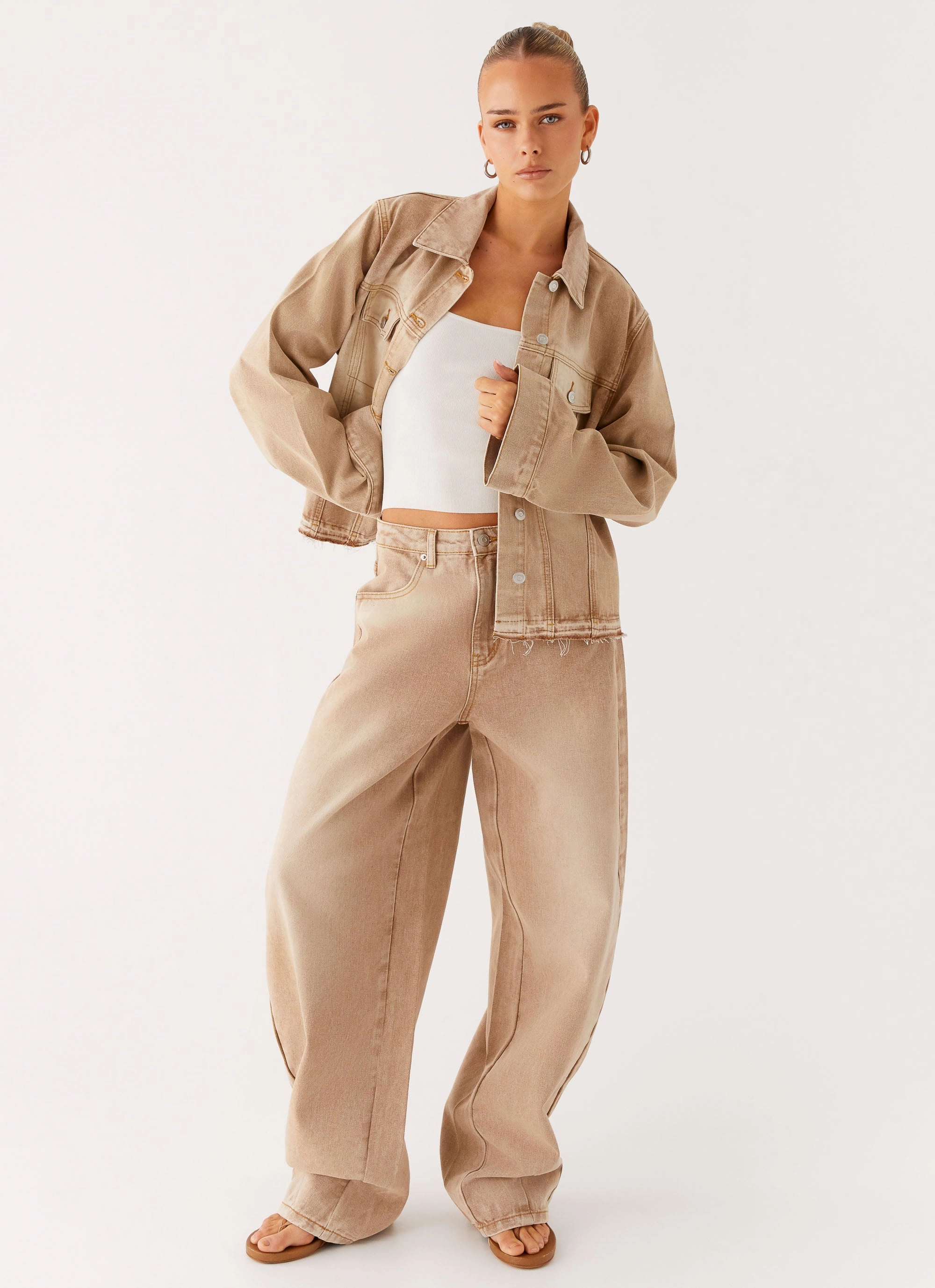 Khalil Baggy Jeans - Tan Smart Motion Soft Touch Material