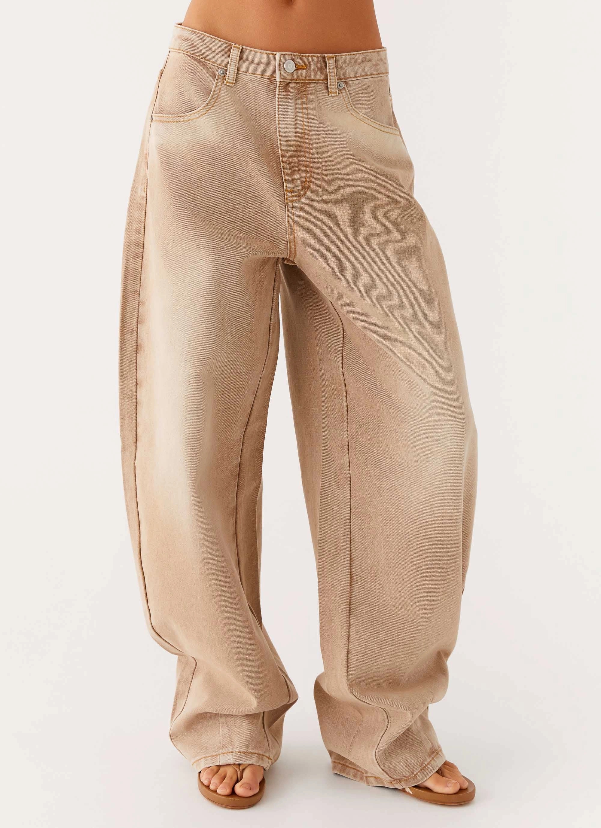 Khalil Baggy Jeans - Tan Travel Friendly