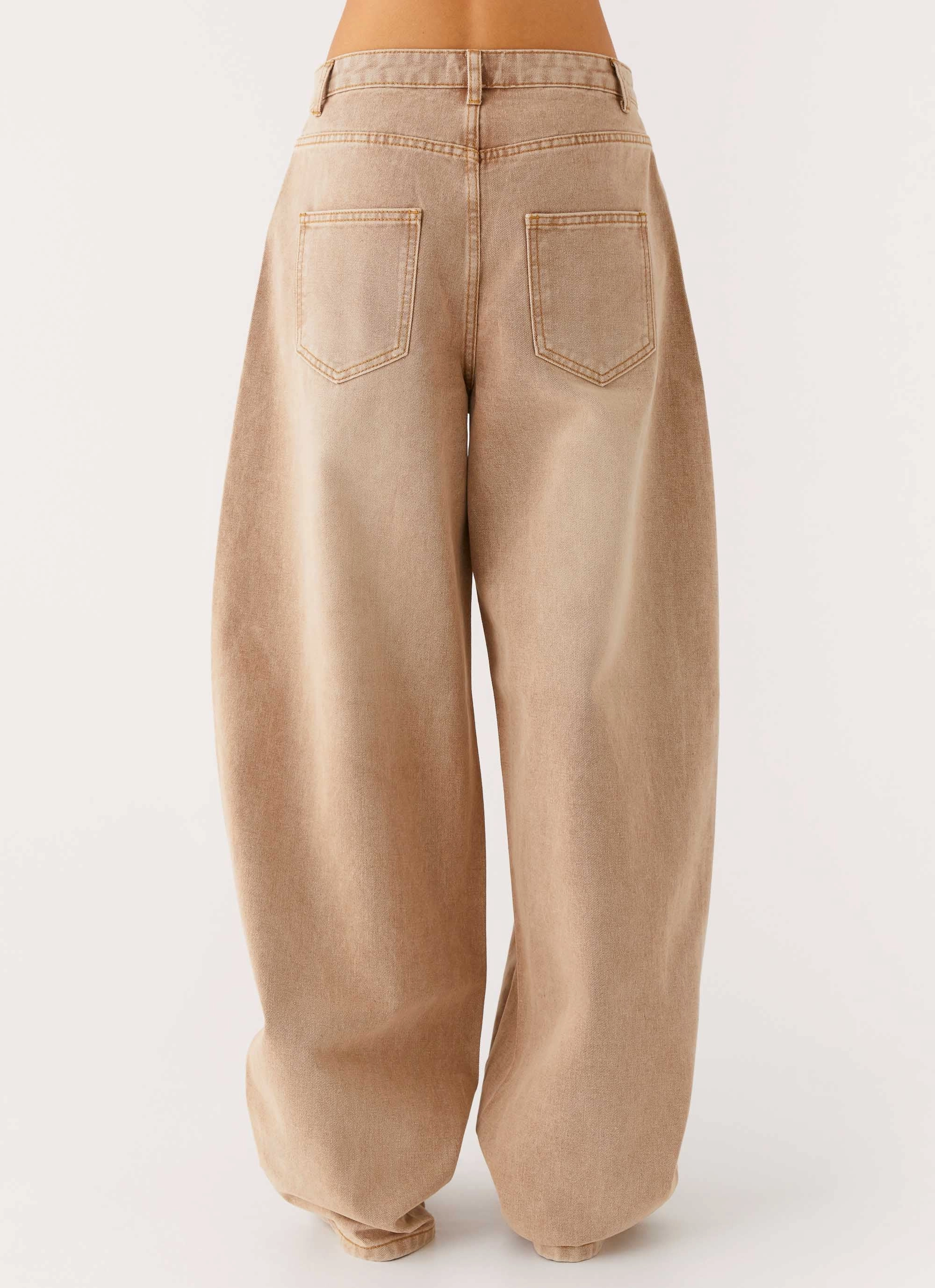 Effortless Look Khalil Baggy Jeans - Tan