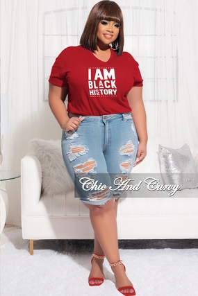 Final Sale Plus Size Short Sleeve Crew Neck I Am Black History T-Shirt in Red Trendy Vibe Quick Release Closure
