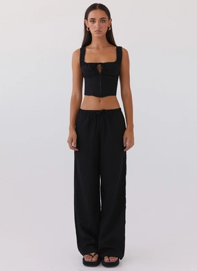 Fresh Face Linen Pants - Black Perfectly Relaxed Urban Fit
