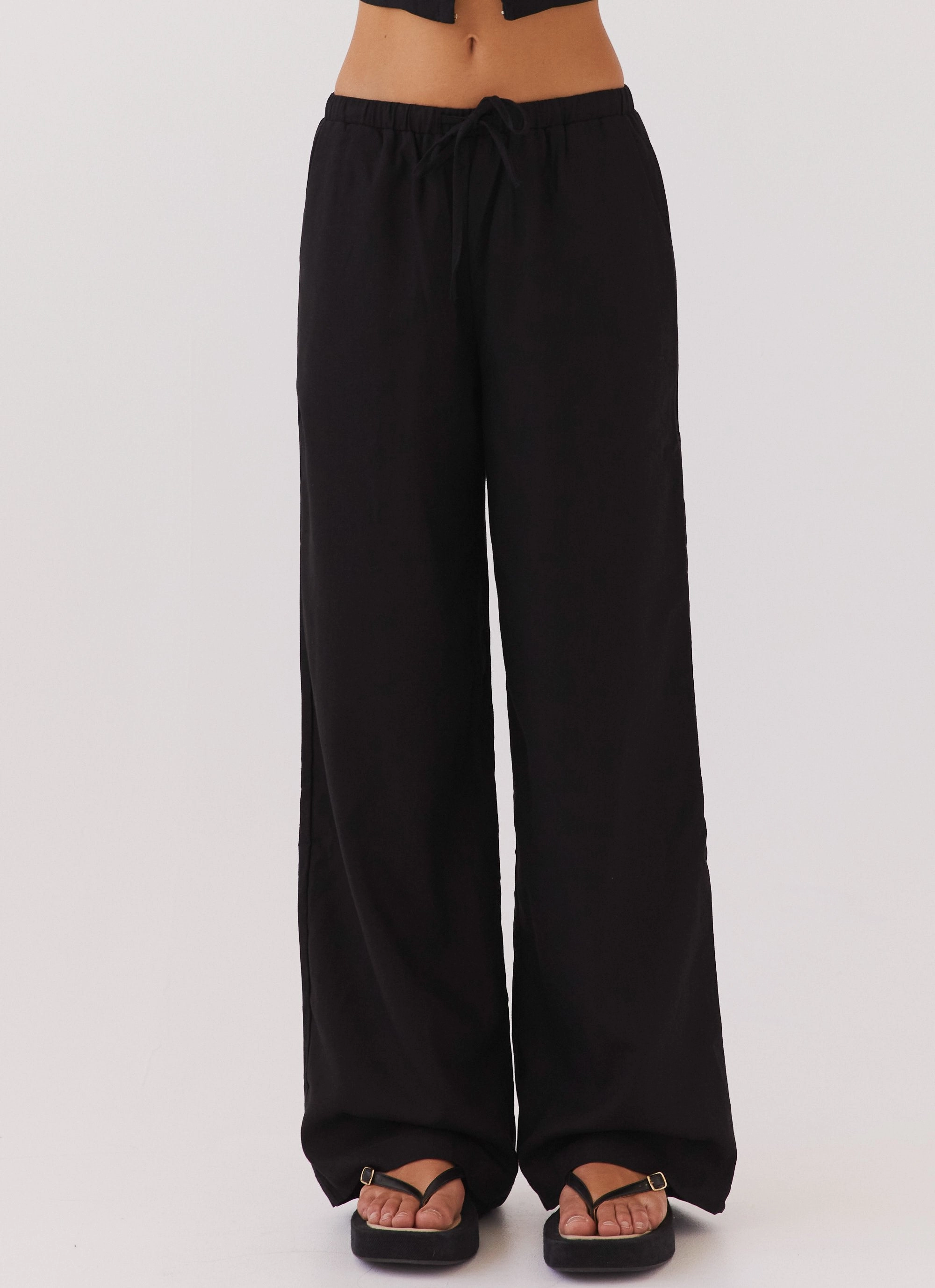 ReinforcedStitching Fresh Face Linen Pants - Black