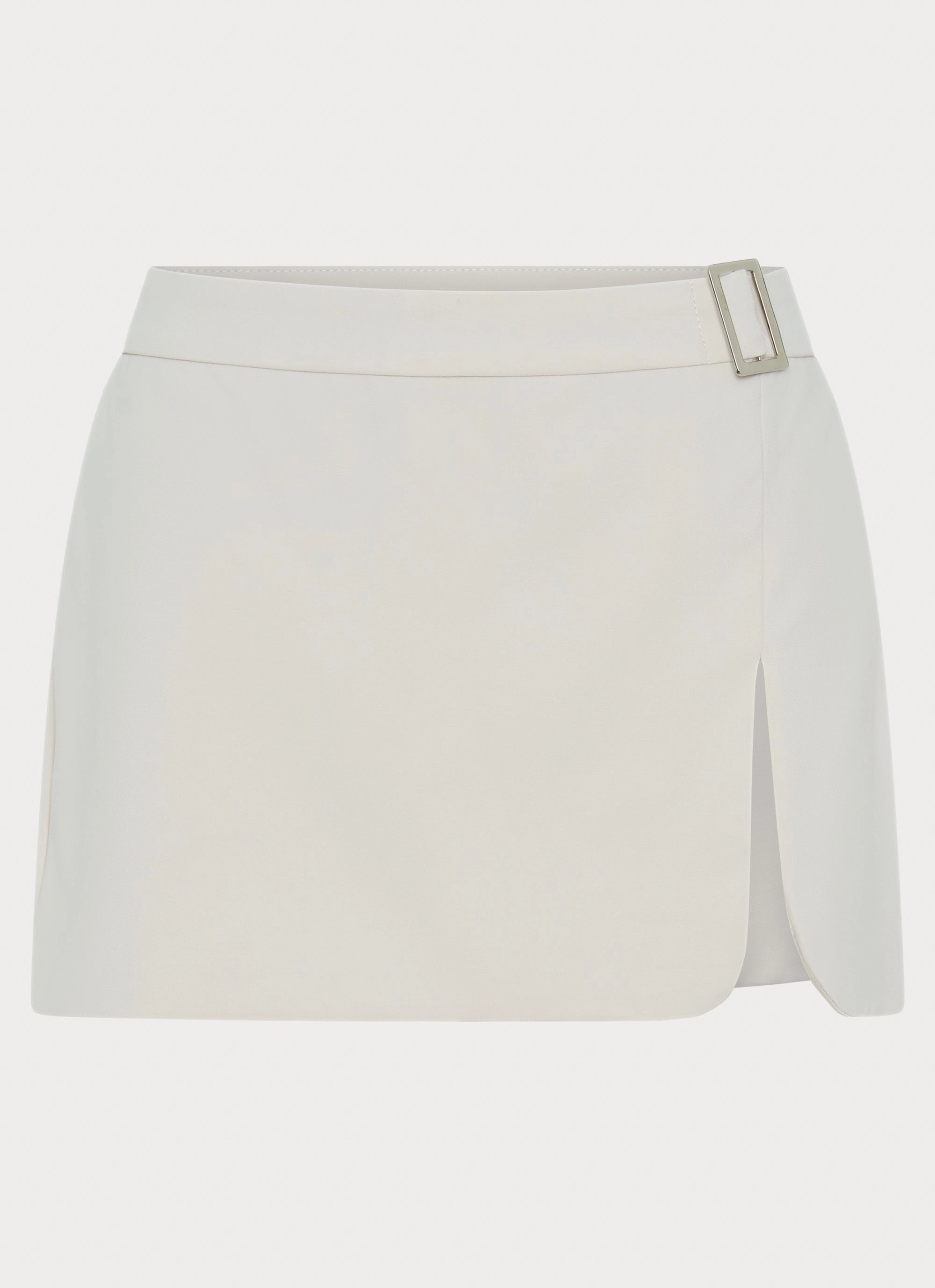 Adley Buckle Mini Skirt - Ivory Durable Twill Anti Pilling Treatment