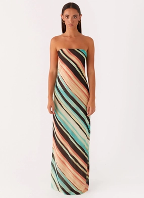 Classic Layer Side-Zip Como Maxi Dress - Stripe