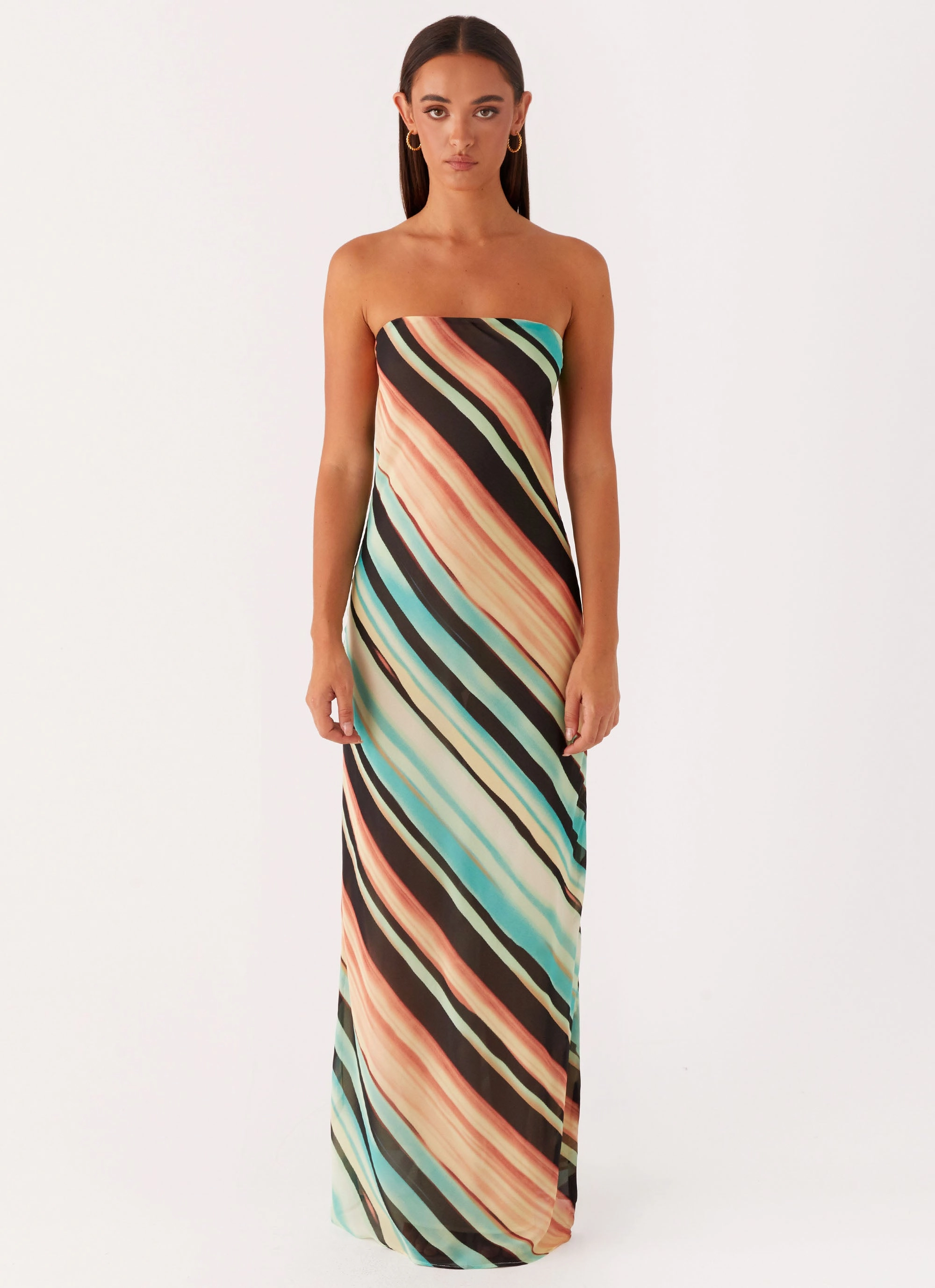 Classic Layer Side-Zip Como Maxi Dress - Stripe