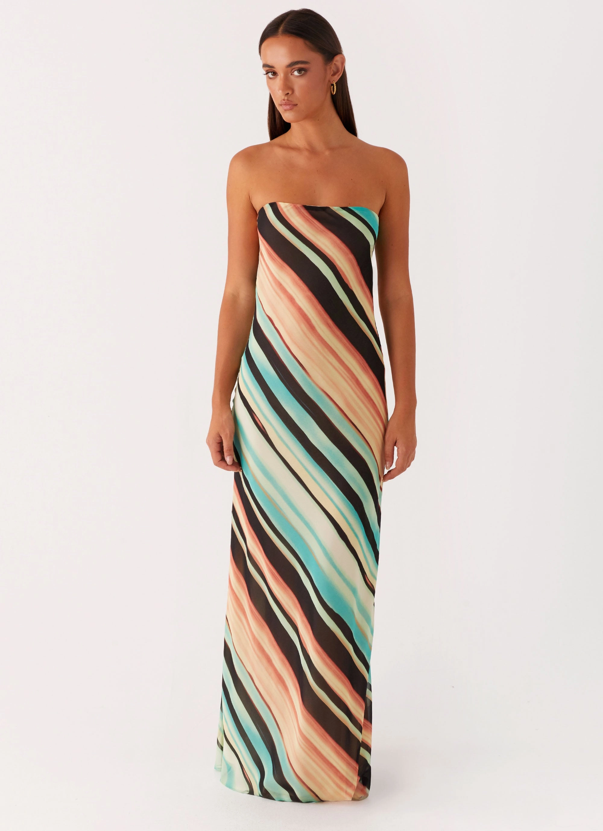 Como Maxi Dress - Stripe Subtle Finish Crisp Texture