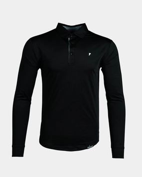 Black Long Sleeve Classic Polo Casual Pullover FlexibleMobility