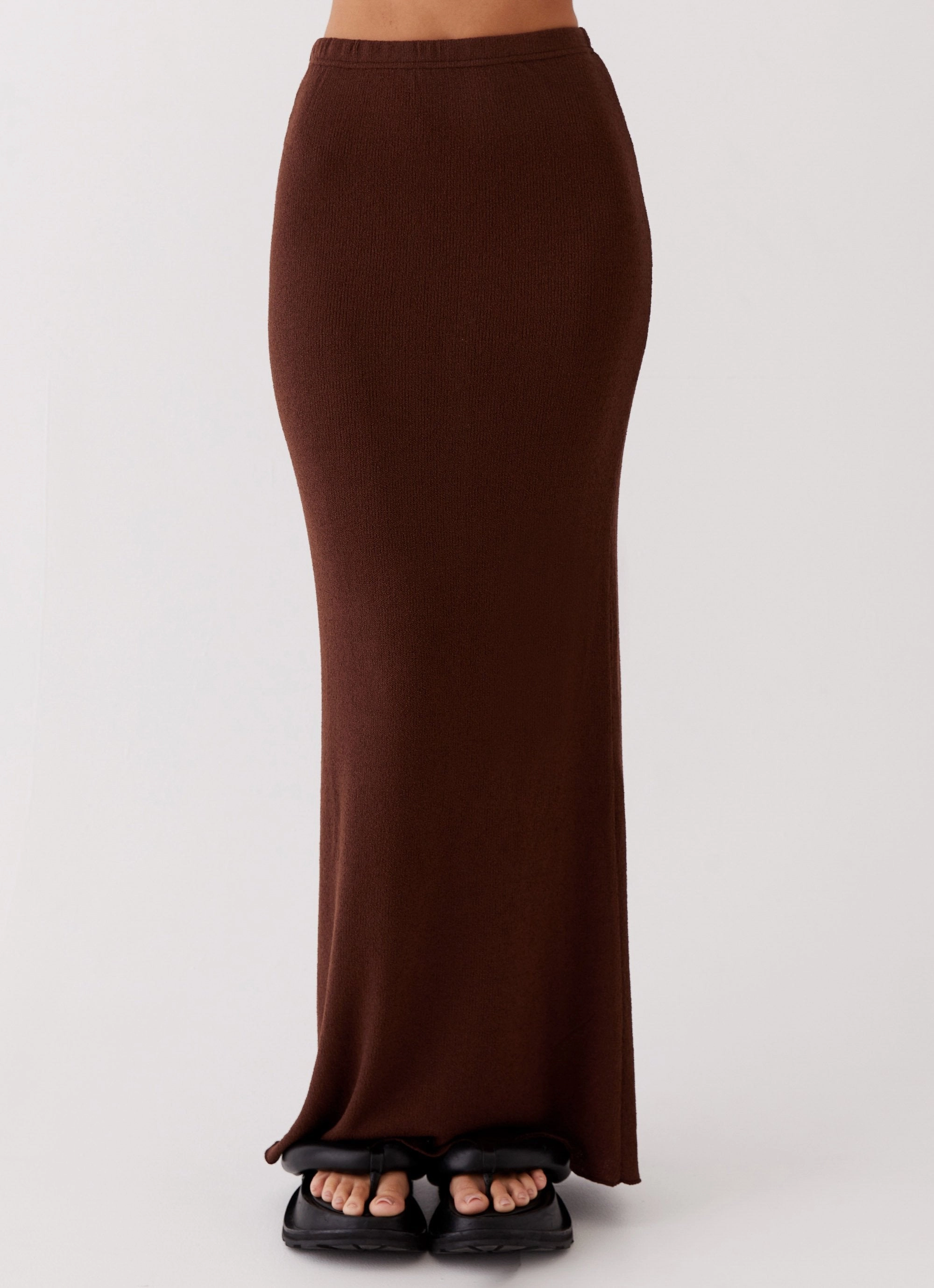 DurableReinforcedMaterial Delicate Lady Knit Maxi Skirt - Chocolate