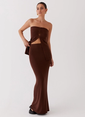 Delicate Lady Knit Maxi Skirt - Chocolate Freedom Move