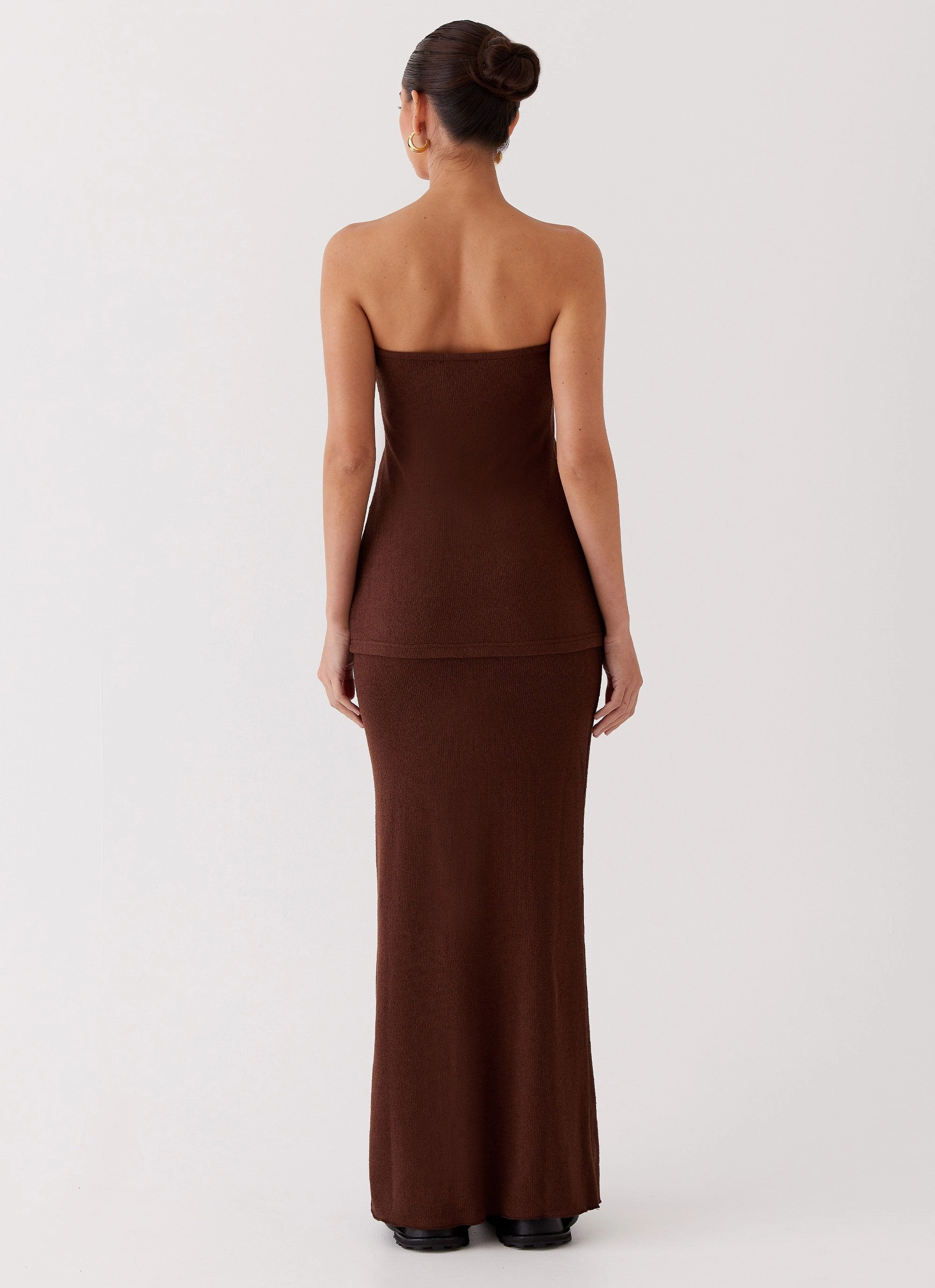 Delicate Lady Knit Maxi Skirt - Chocolate Flex Fit Design Ready For Action