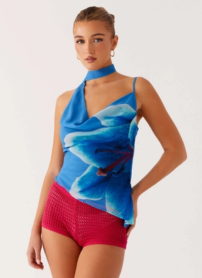 Sun Protection Fabric SecurePockets Andrina Cowl Neck Top - Oceania Bloom