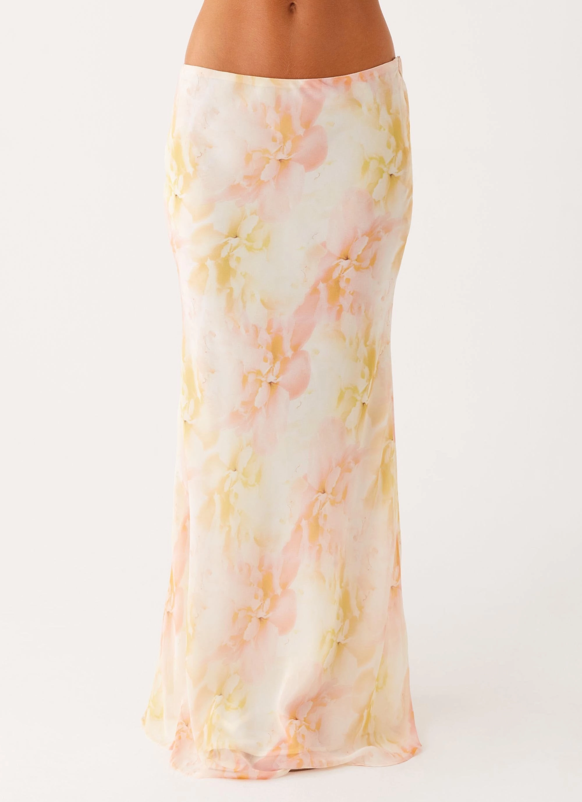 Harlow Chiffon Maxi Skirt - Floral Print Wrinkle Resistant Comfortable Waistband