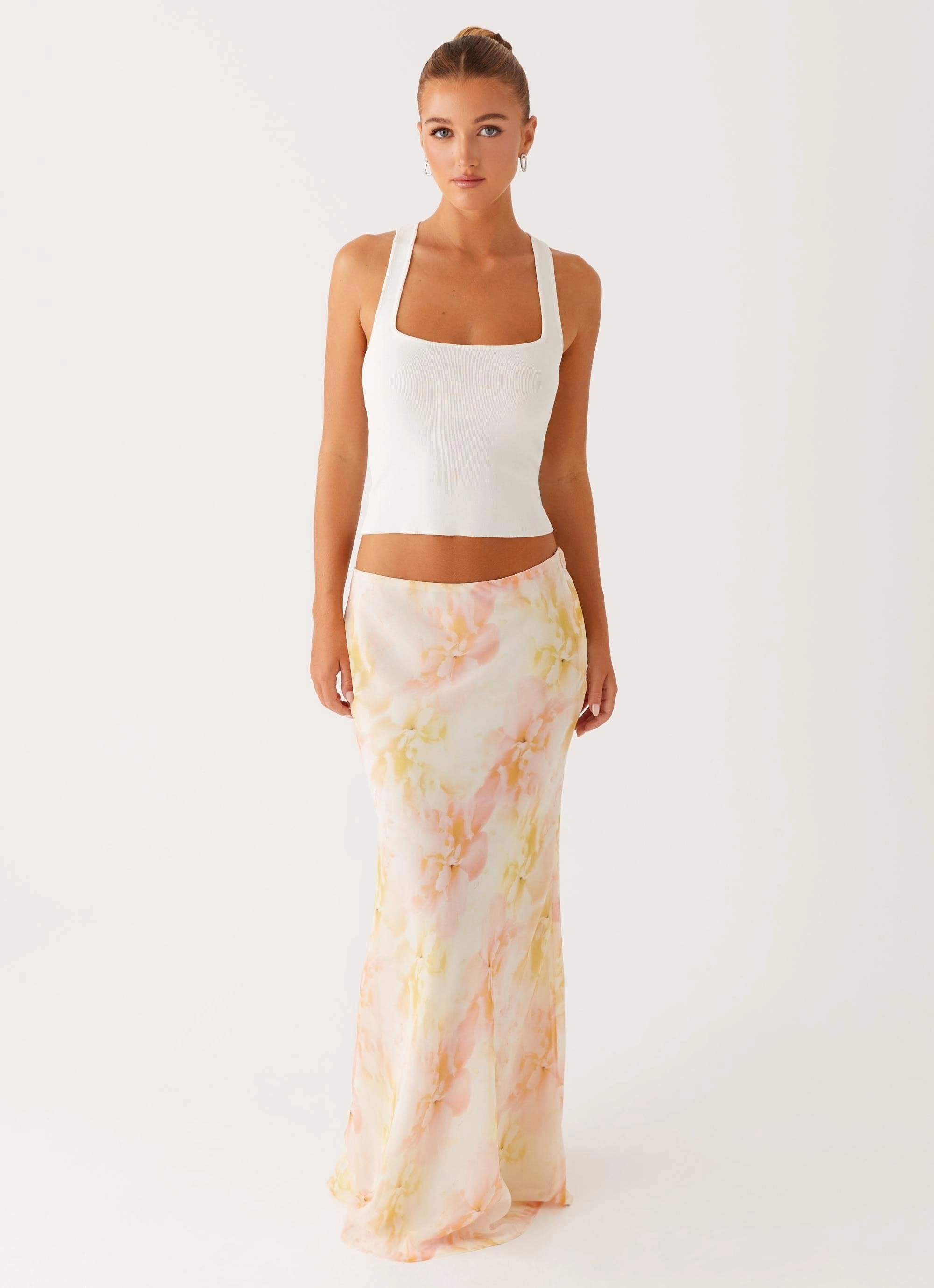 Harlow Chiffon Maxi Skirt - Floral Print Perfect Look No Sagging