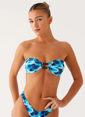 Beach Bound Strapless Bikini Top - Turquoise Floral Event mobile
