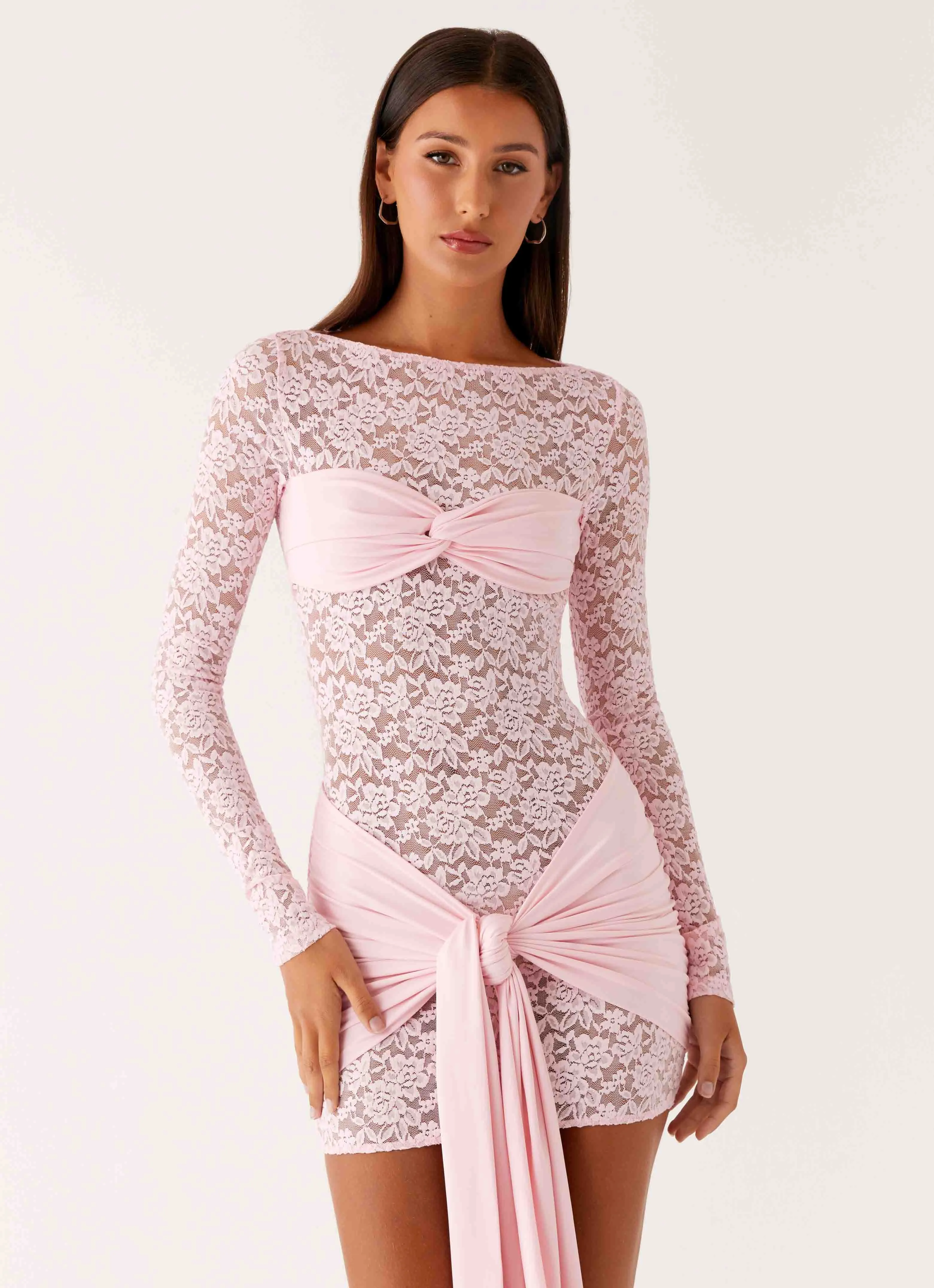 WideCollarDesign Consie Long Sleeve Mini Dress - Pink
